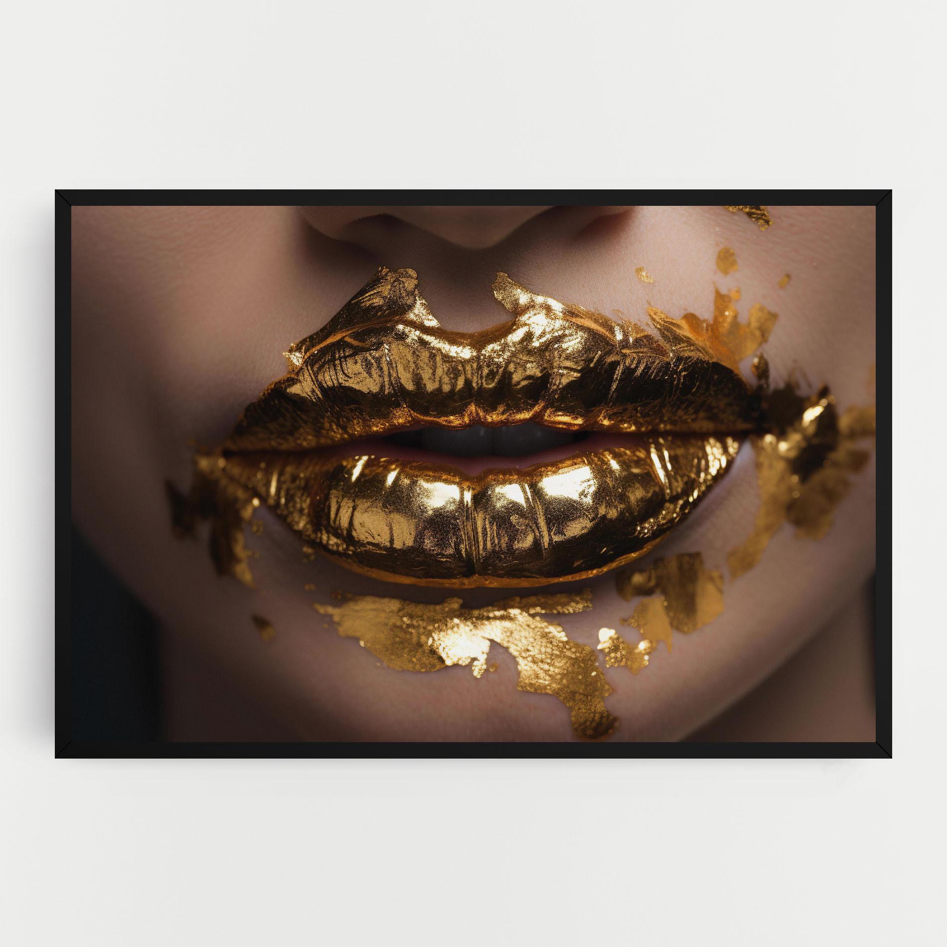 Leinwandbild Close Gold Lips mockup 0