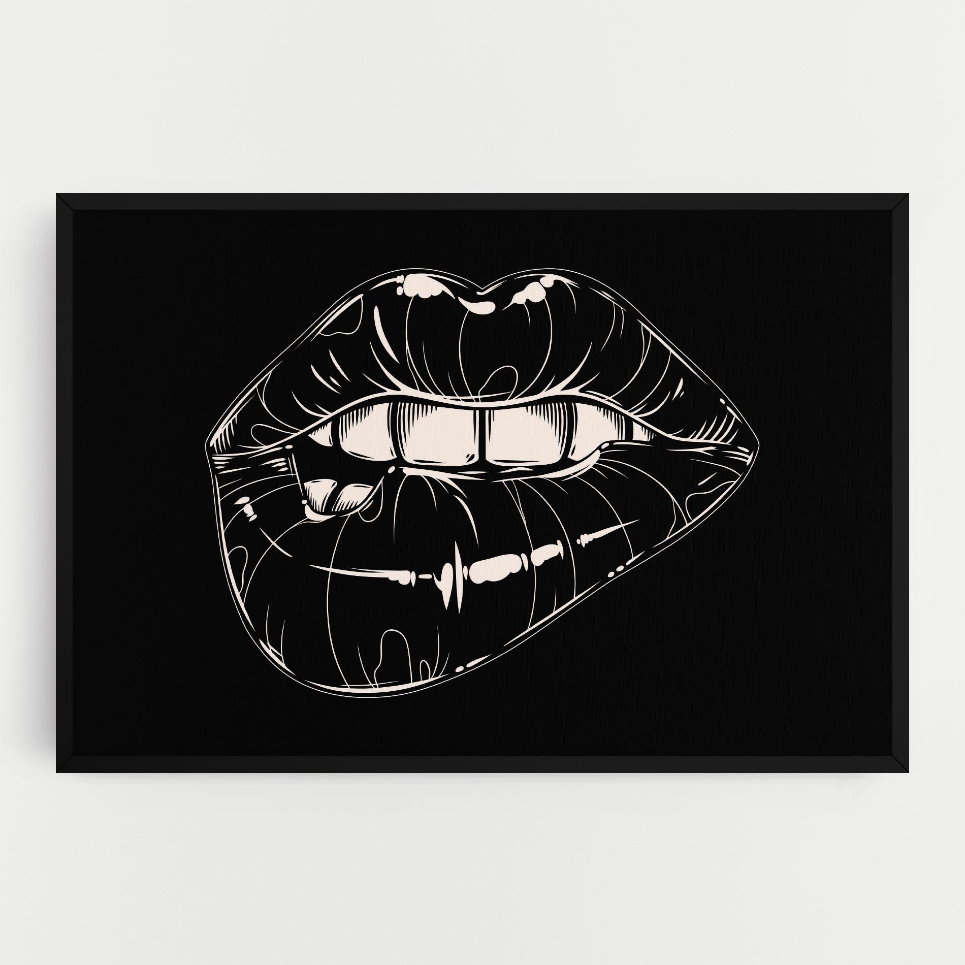 Leinwandbild Juicy Lips On Black mockup 0