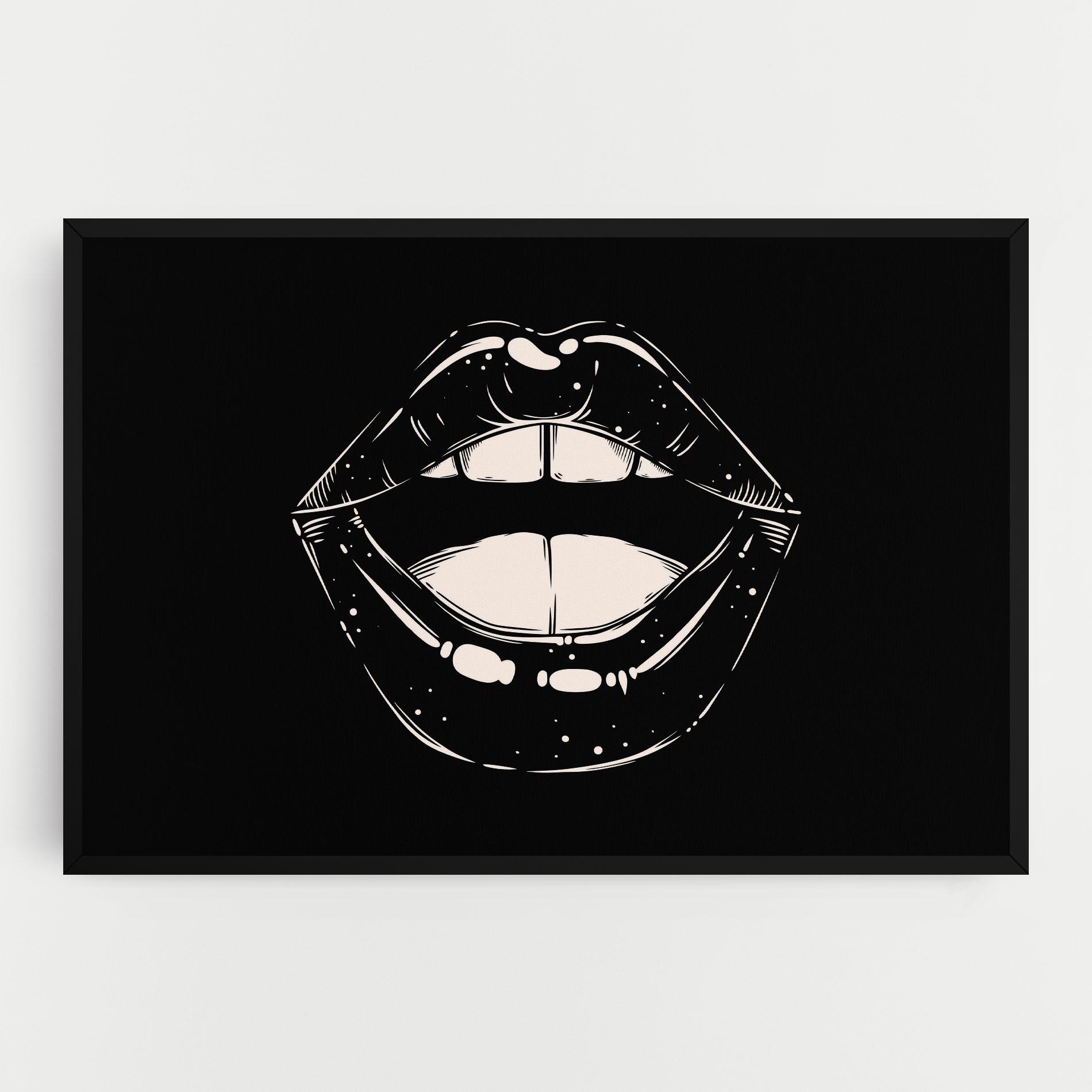 Leinwandbild Lips On Black mockup 0