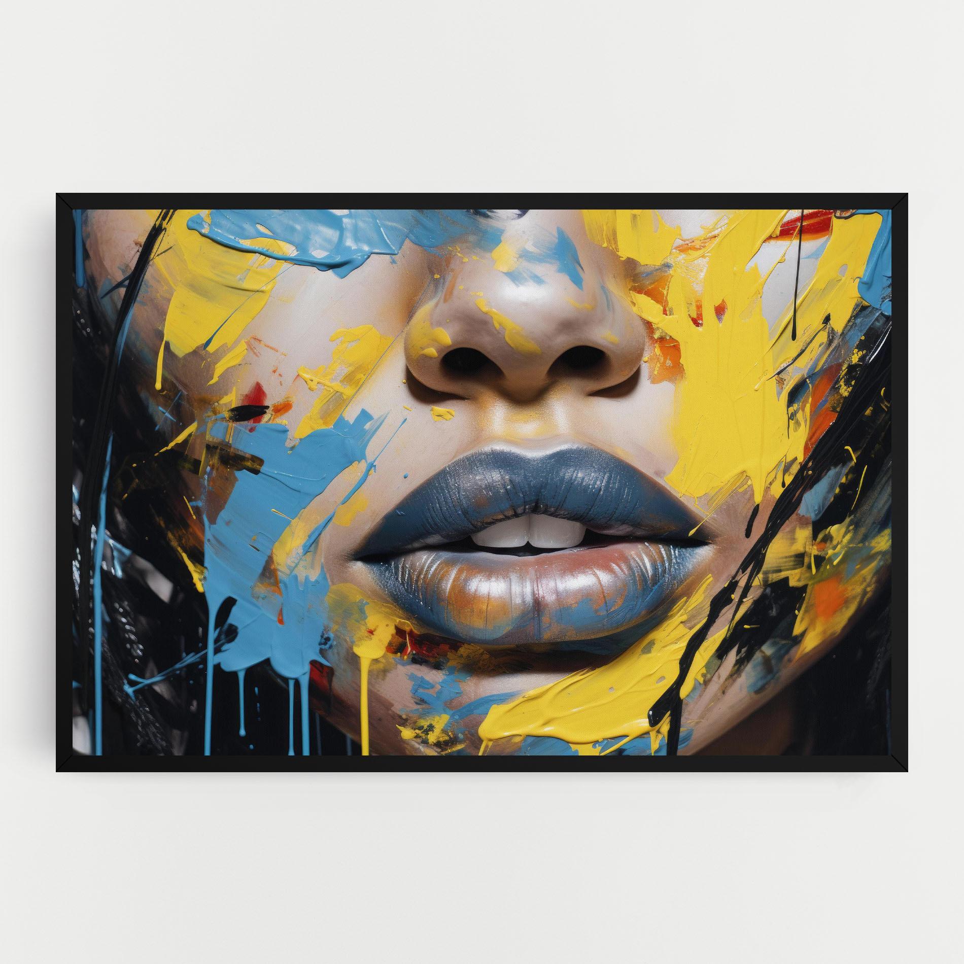 Leinwandbild Yellow Blue Lips Art mockup 0