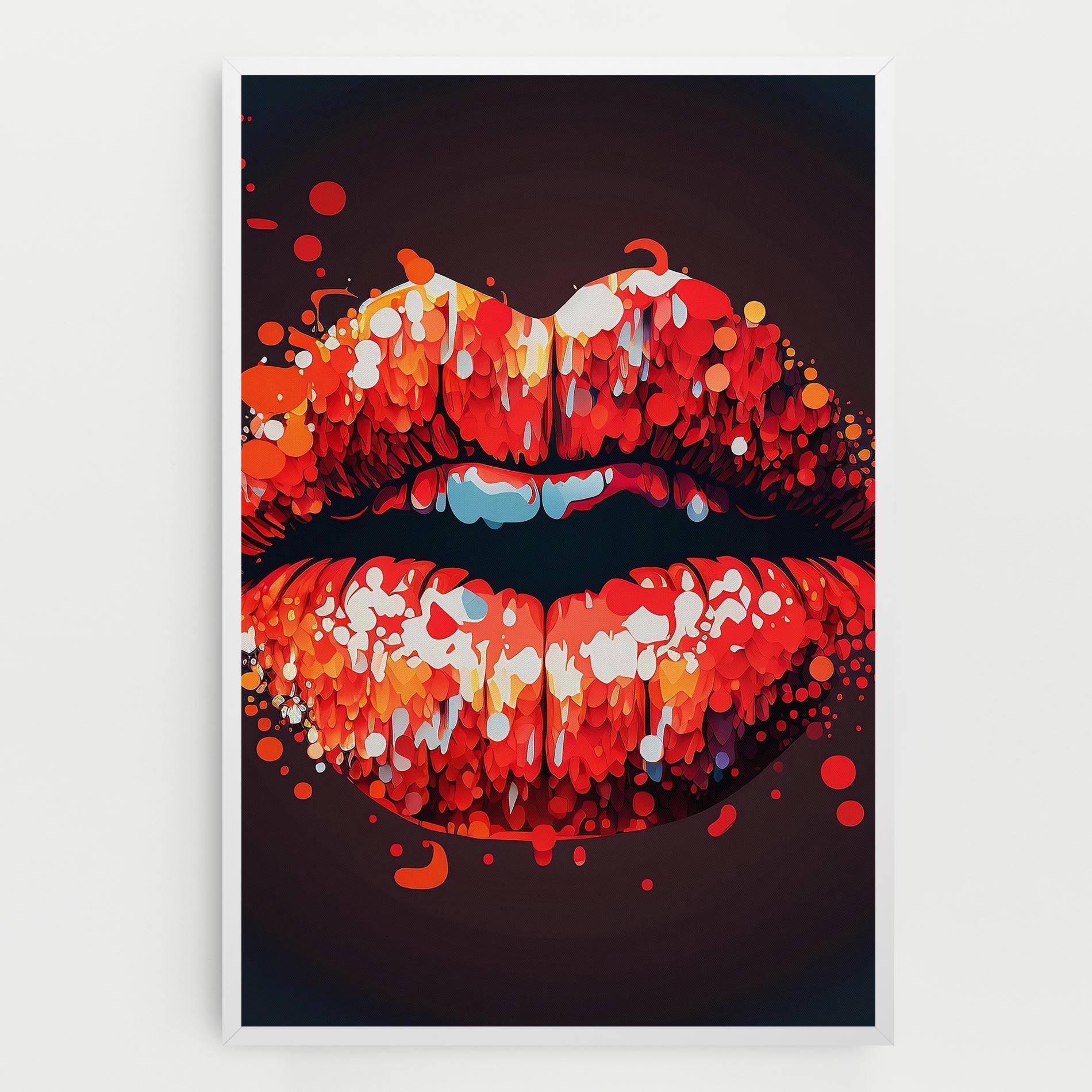 Leinwandbild Red Lips With Word Lips It mockup 0
