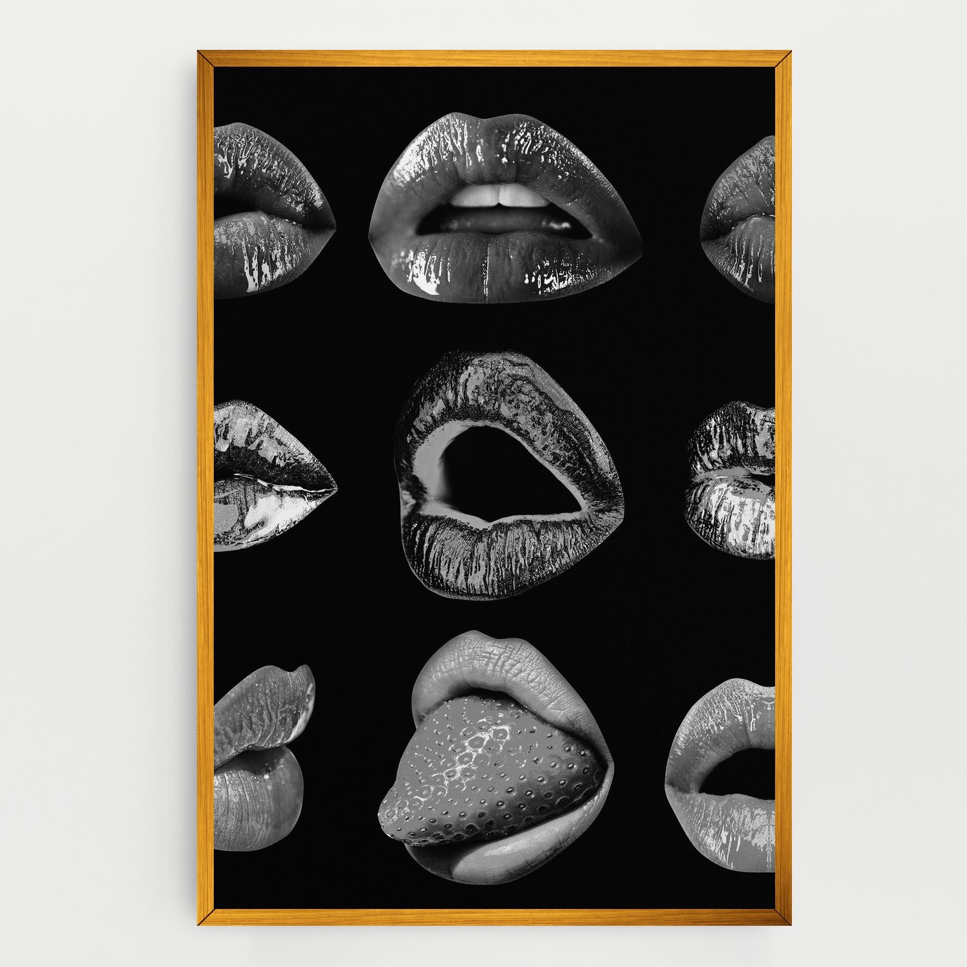 Leinwandbild Grey Lips Collage mockup 0
