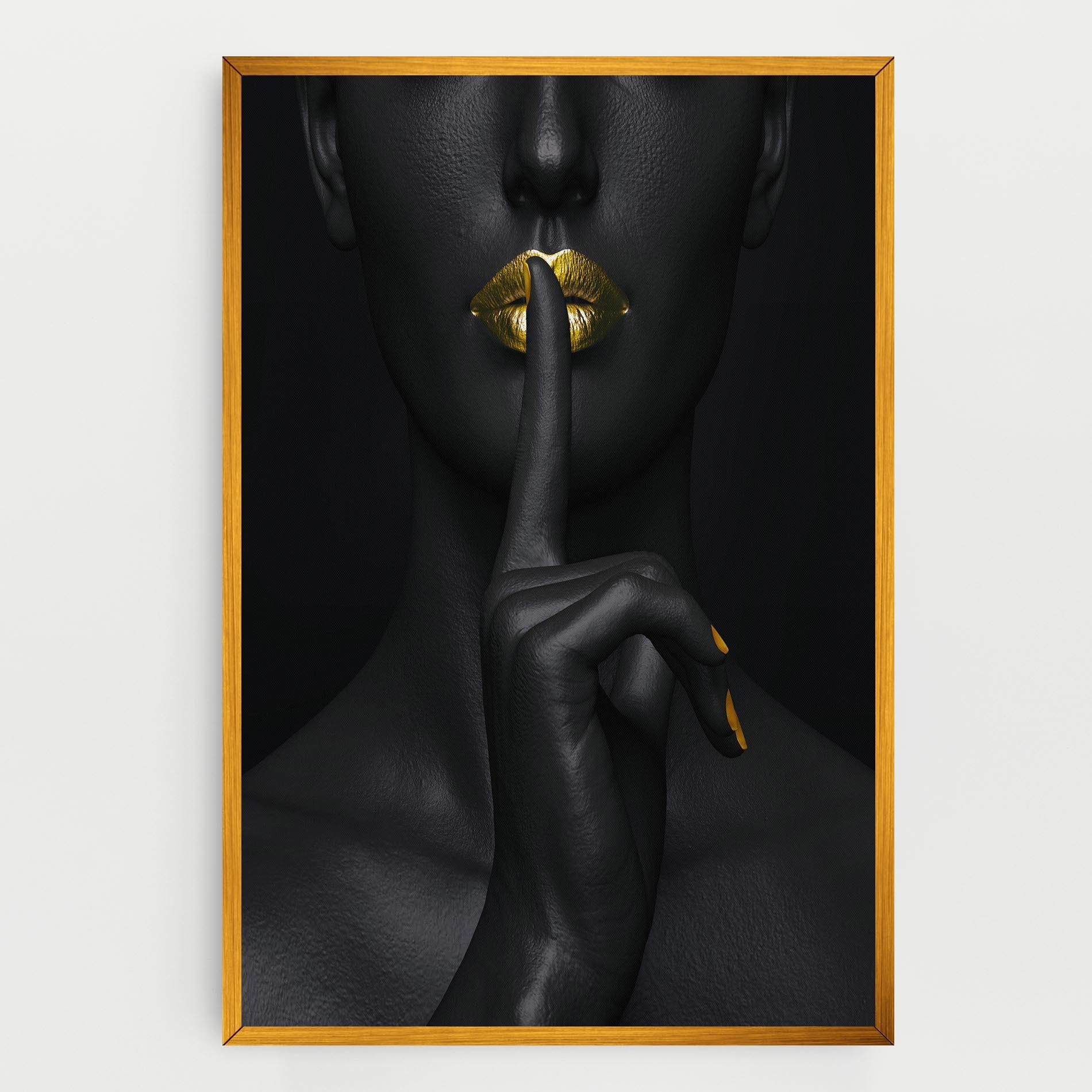 Leinwandbild Silence Lips Portrait mockup 0