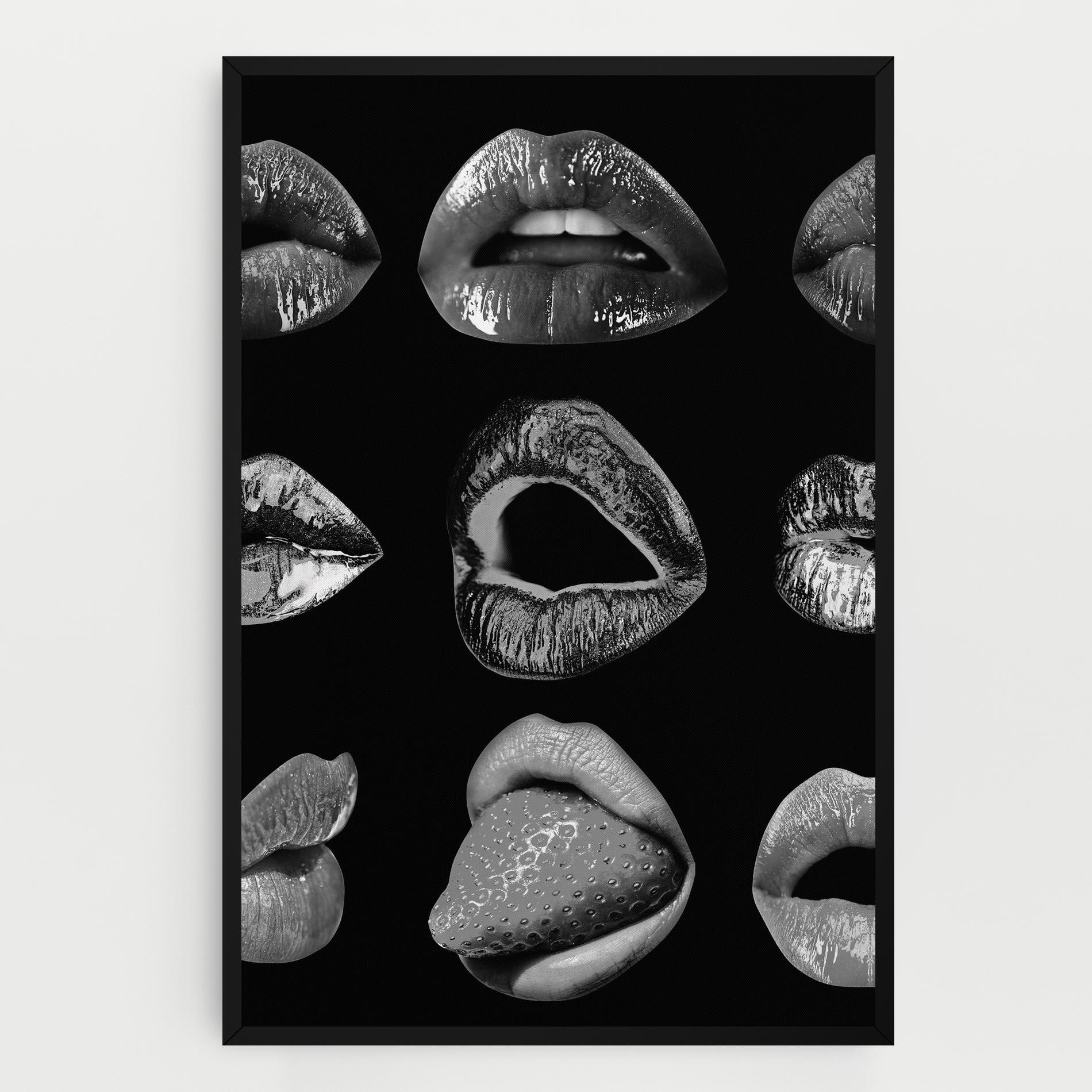 Leinwandbild Grey Lips Collage mockup 0