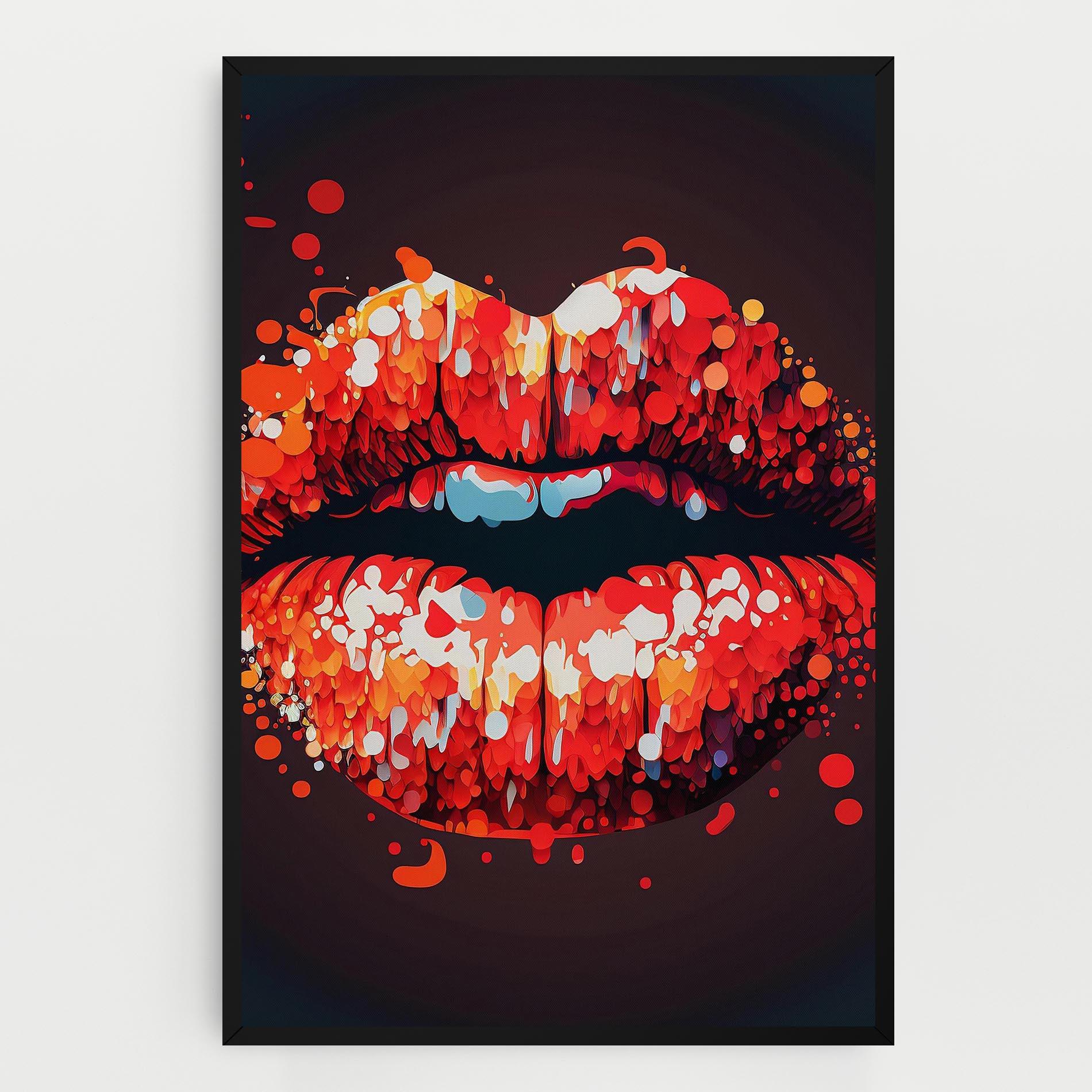 Leinwandbild Red Lips With Word Lips It mockup 0