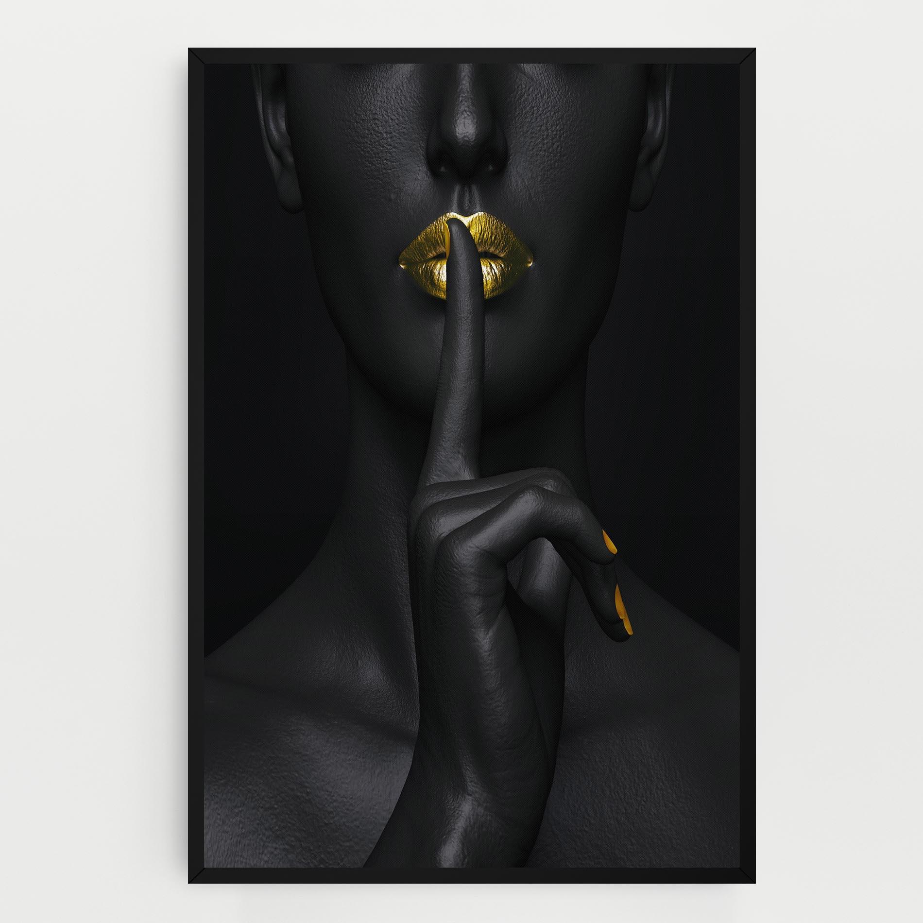 Leinwandbild Silence Lips Portrait mockup 0