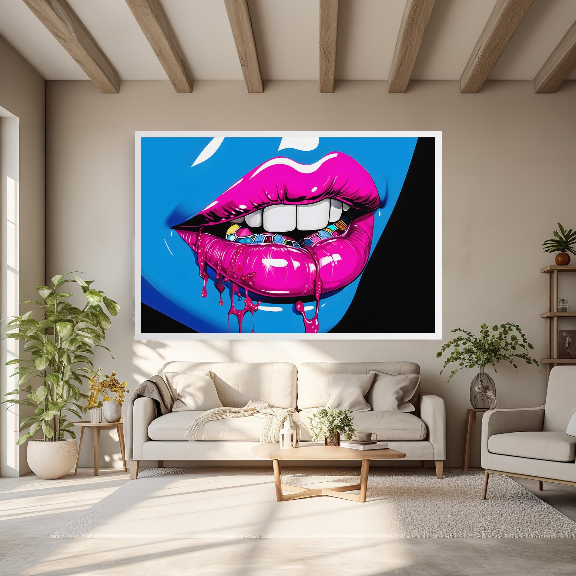 Blue Pink Lips Art mockup 6