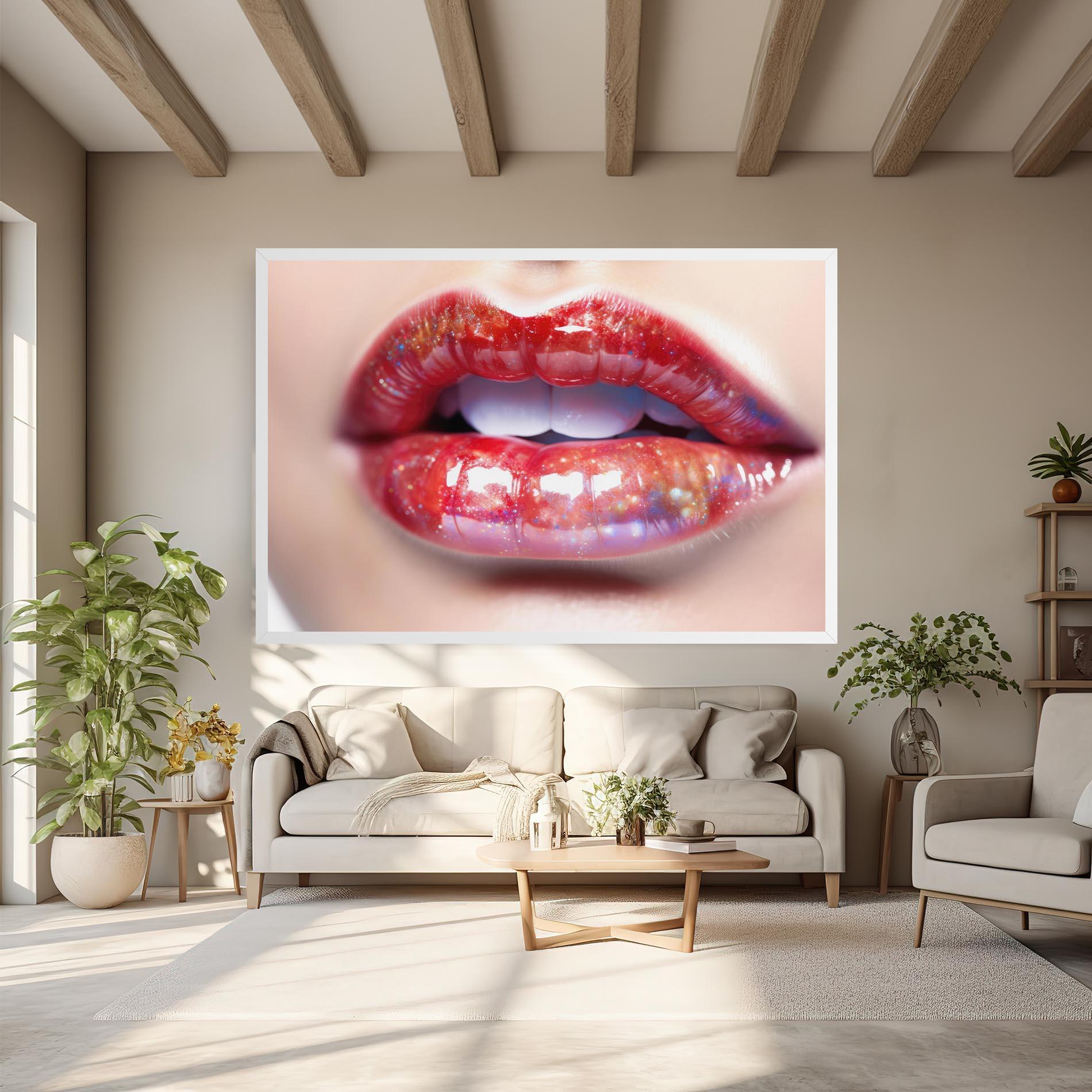 Leinwandbild Red Pretty Lips mockup 6