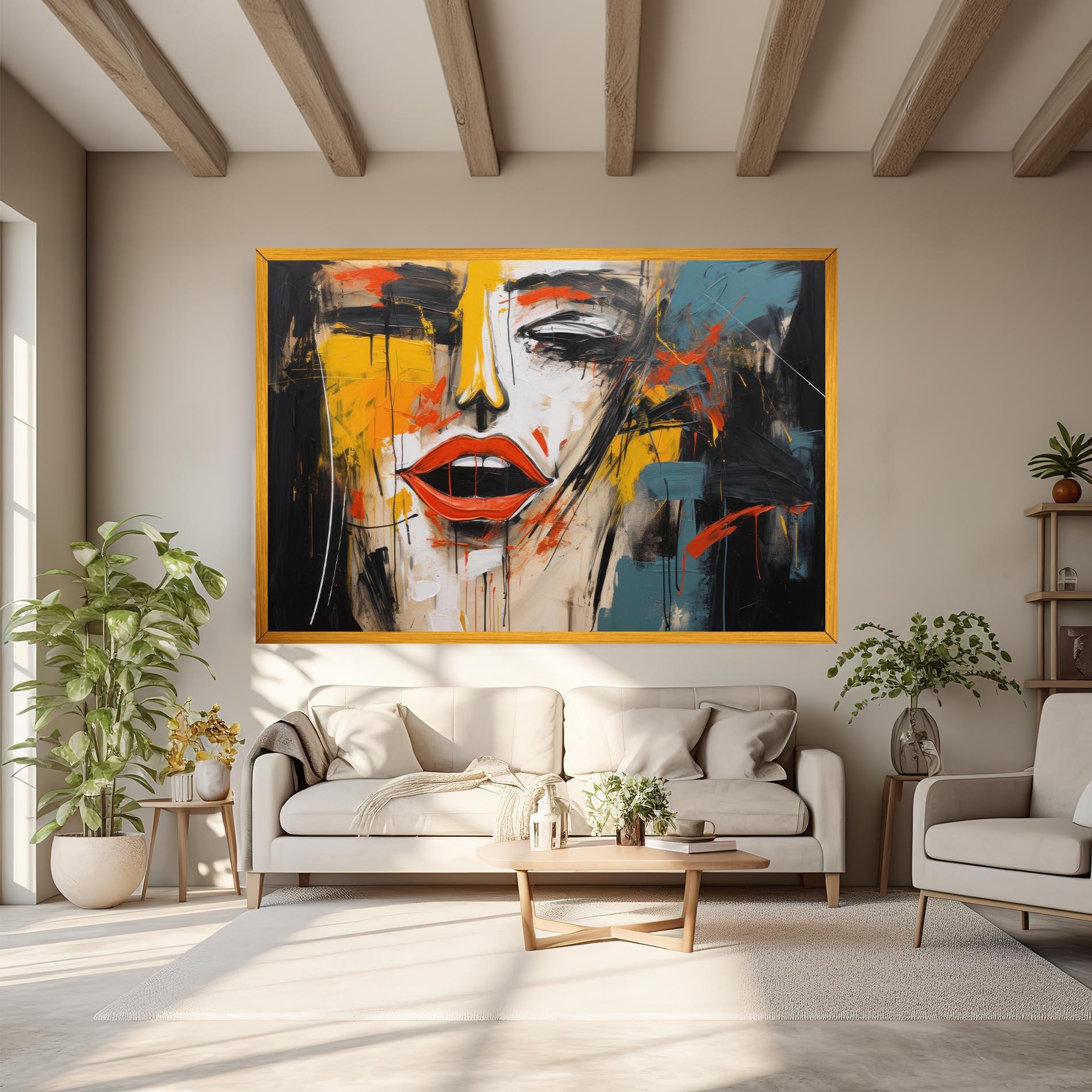 Leinwandbild Abstract Woman Lips mockup 6