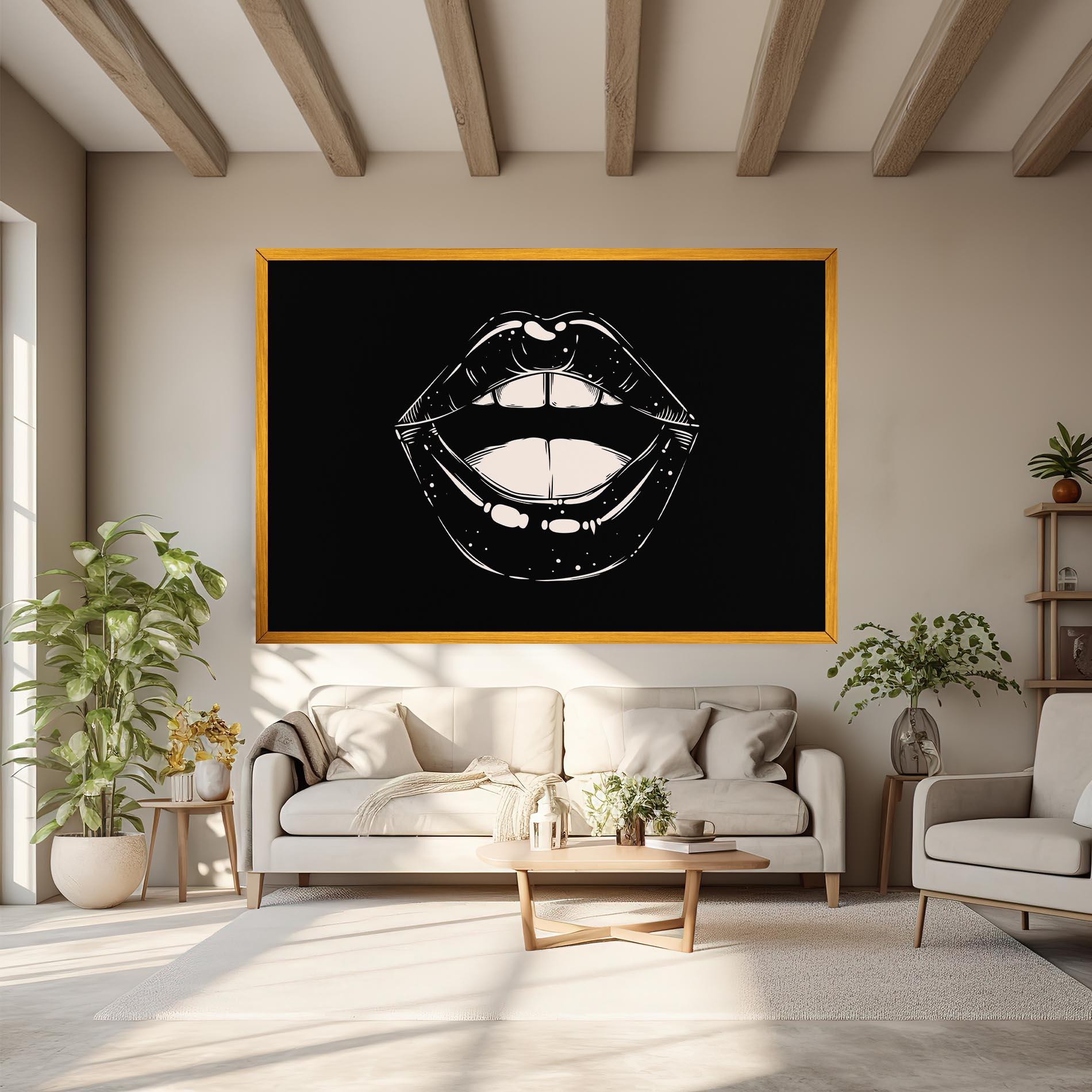 Leinwandbild Lips On Black mockup 6
