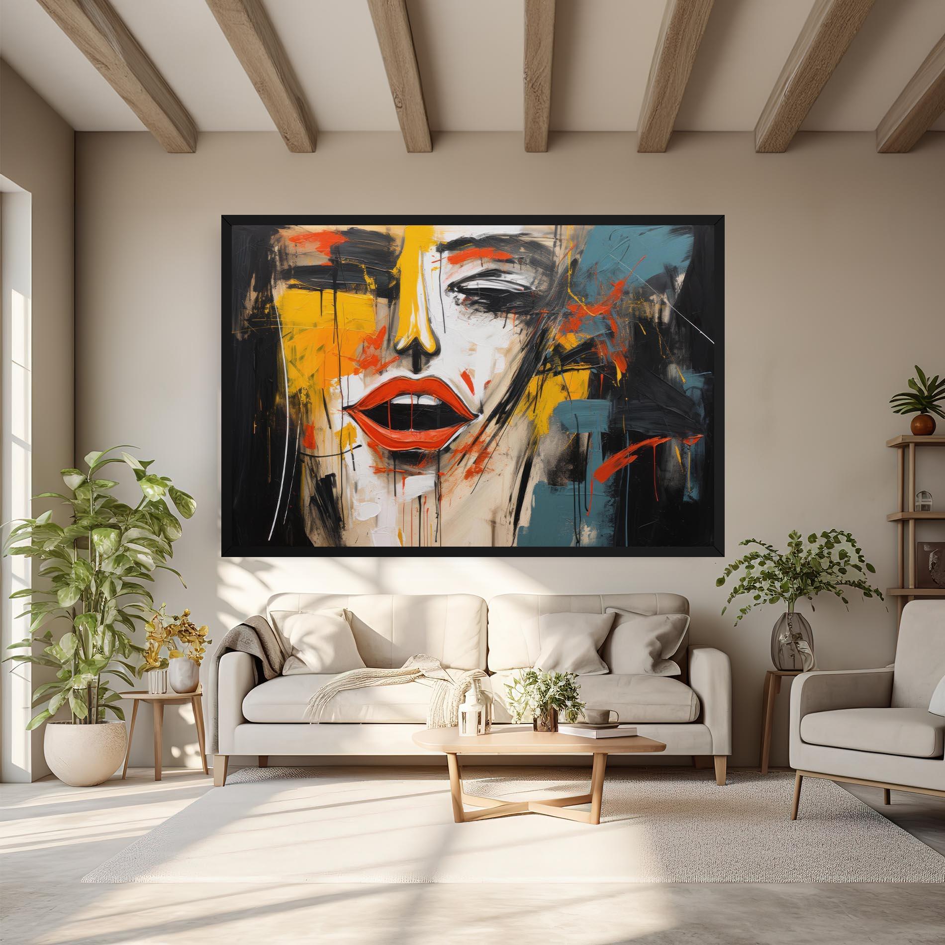 Leinwandbild Abstract Woman Lips mockup 6