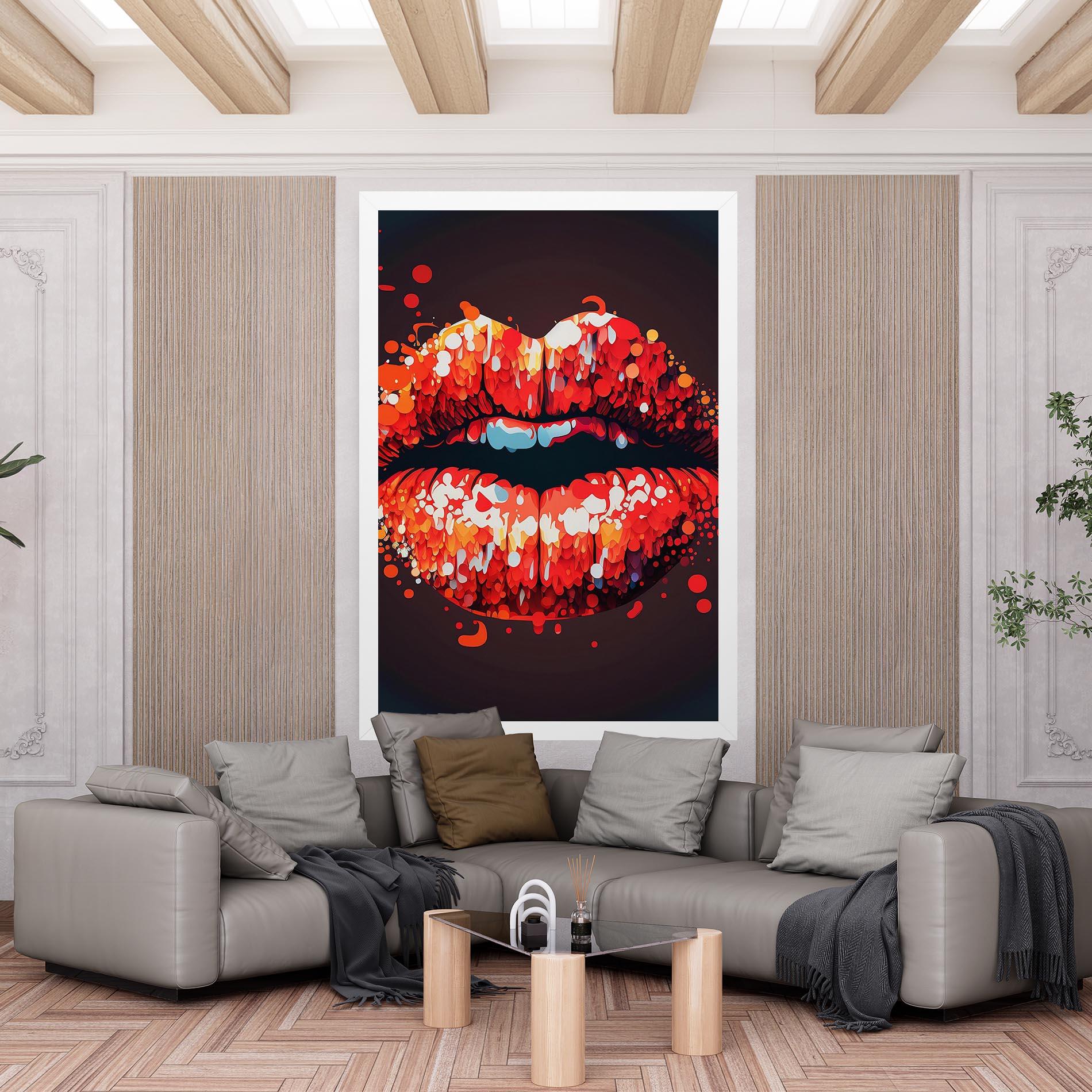 Leinwandbild Red Lips With Word Lips It mockup 6