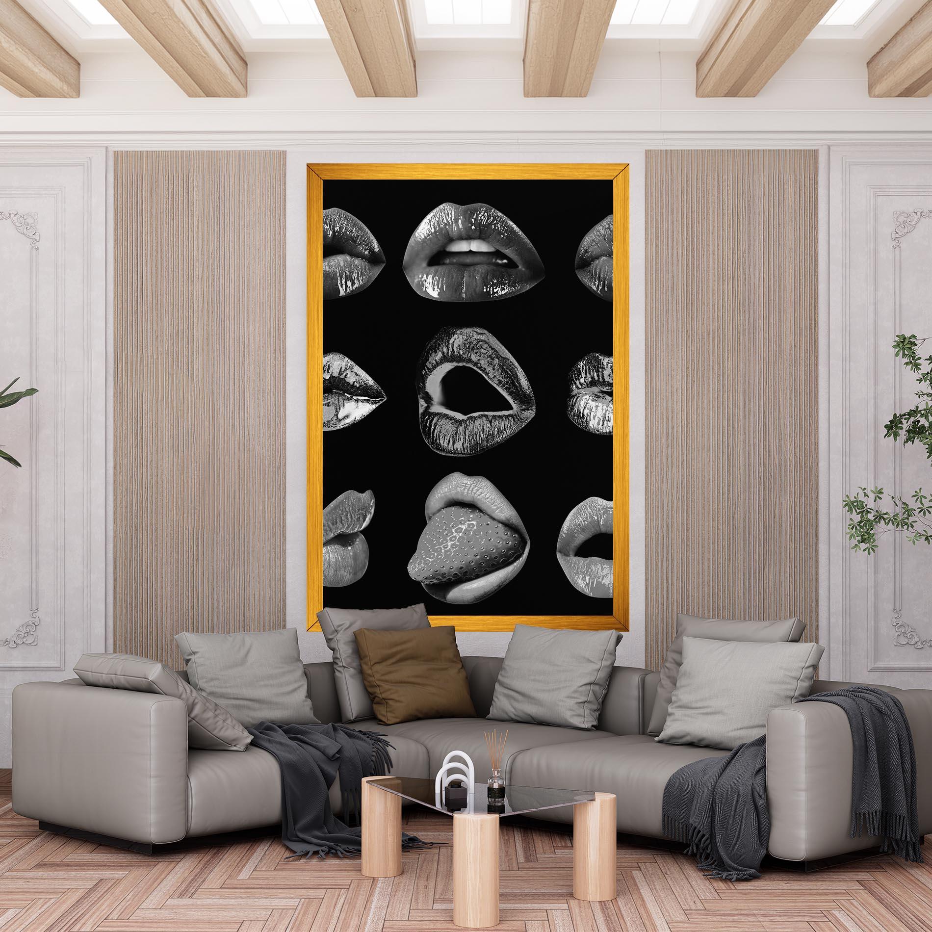 Leinwandbild Grey Lips Collage mockup 6