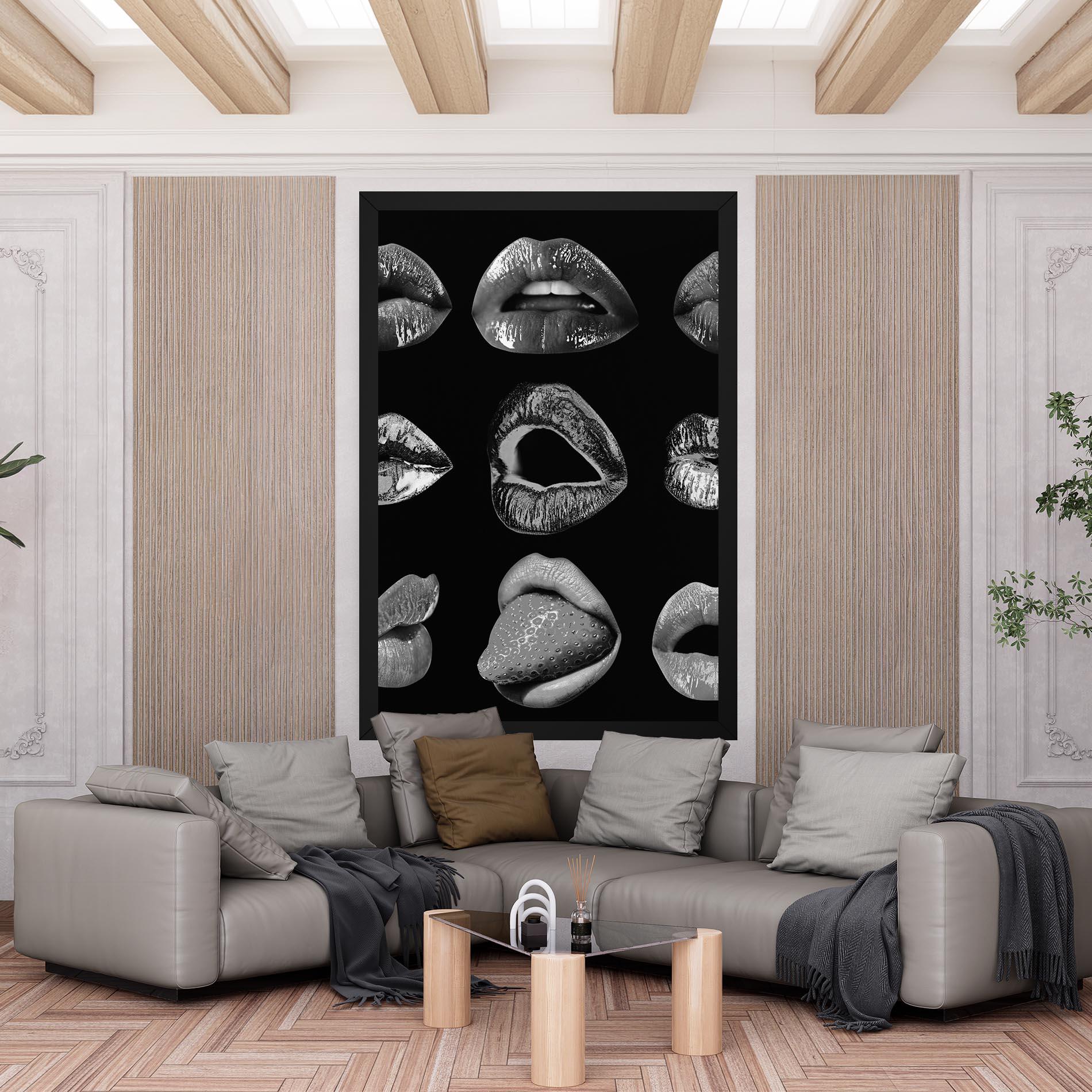 Leinwandbild Grey Lips Collage mockup 6