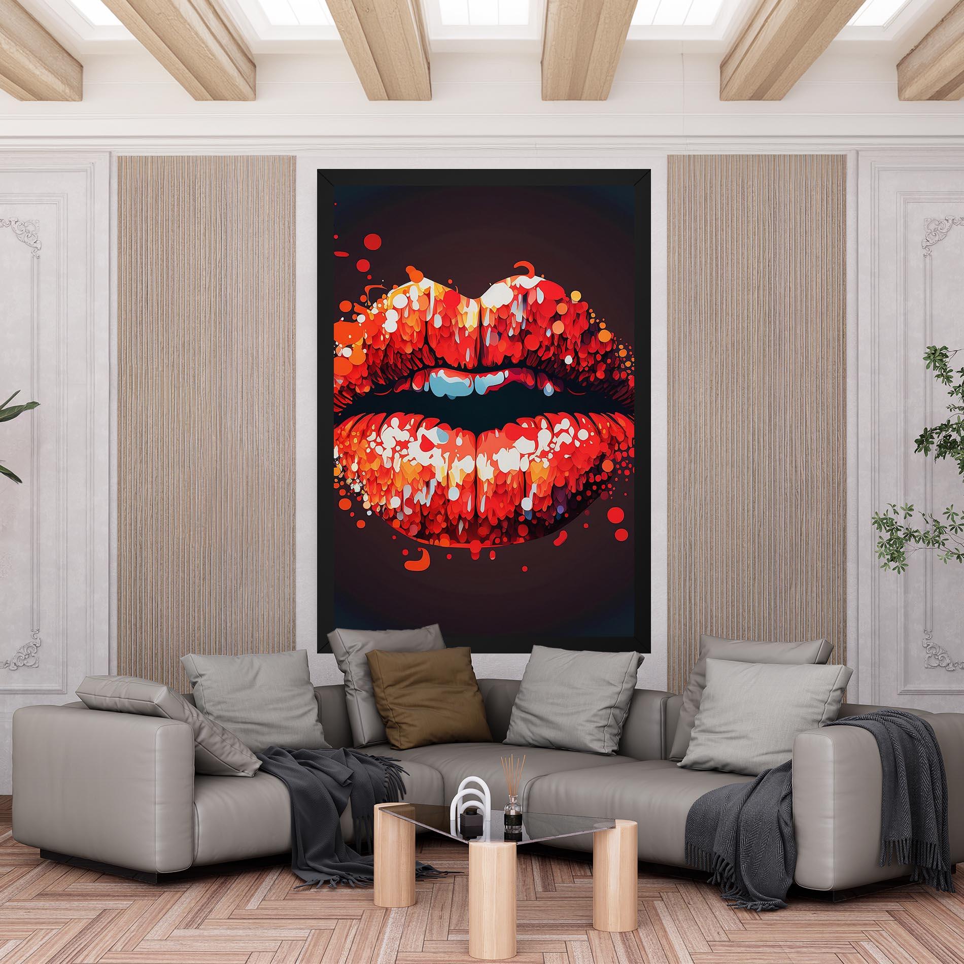 Leinwandbild Red Lips With Word Lips It mockup 6