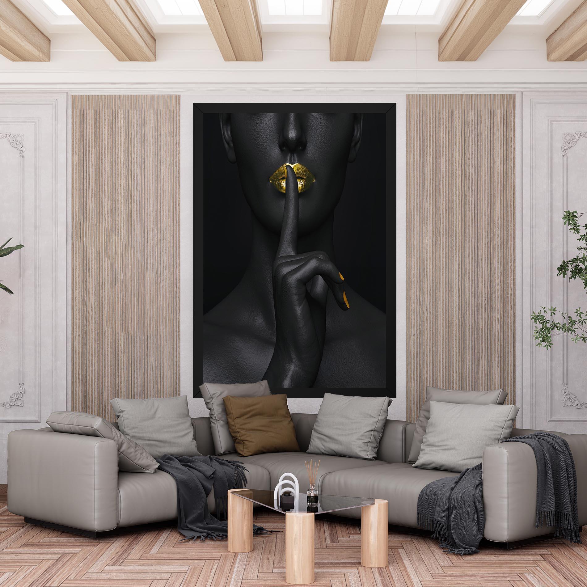 Leinwandbild Silence Lips Portrait mockup 6