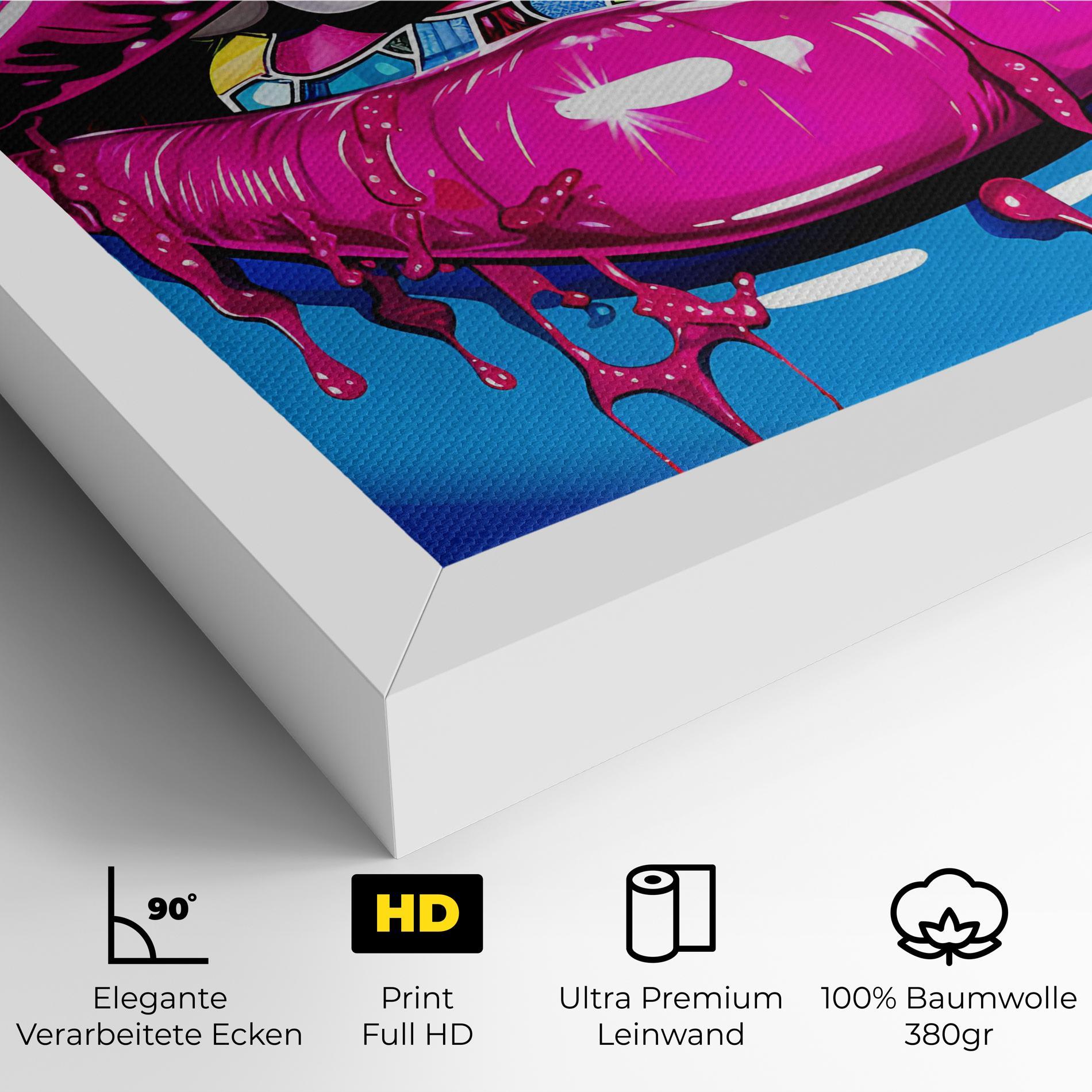 Leinwandbild Blue Pink Lips Art mockup 4