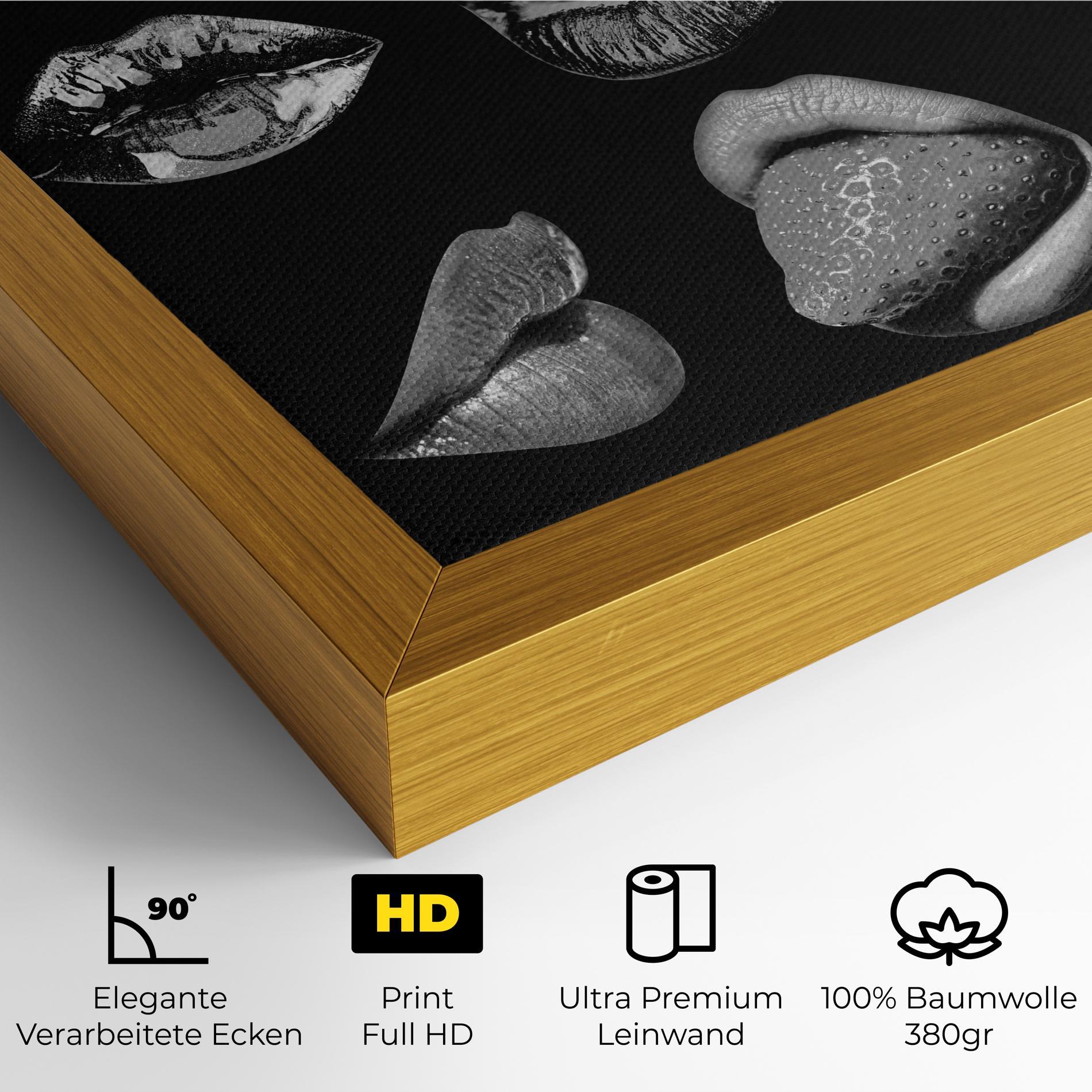 Leinwandbild Grey Lips Collage mockup 4