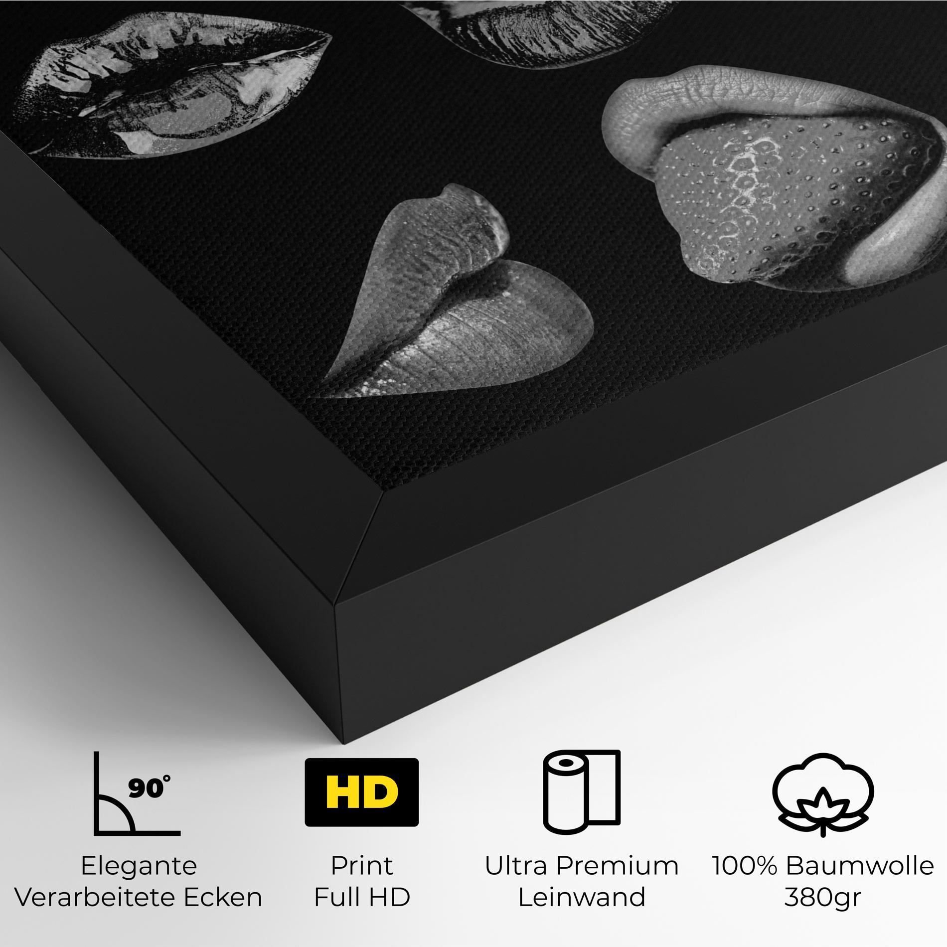 Leinwandbild Grey Lips Collage mockup 4