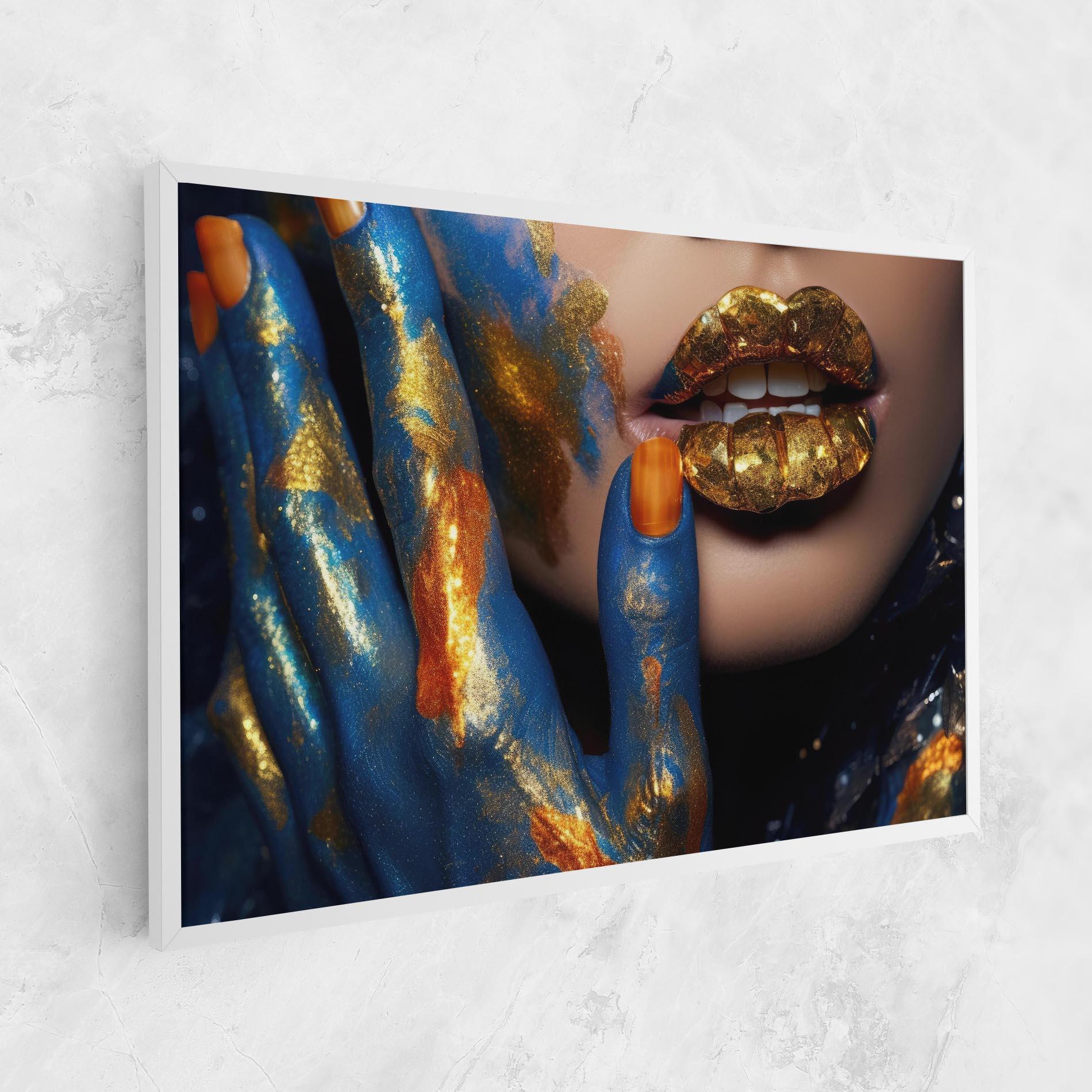 Leinwandbild Blue Hand Lips mockup 1