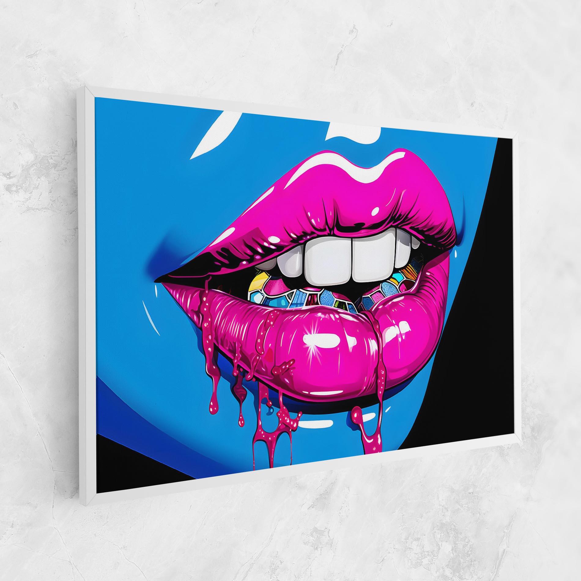 Leinwandbild Blue Pink Lips Art mockup 1