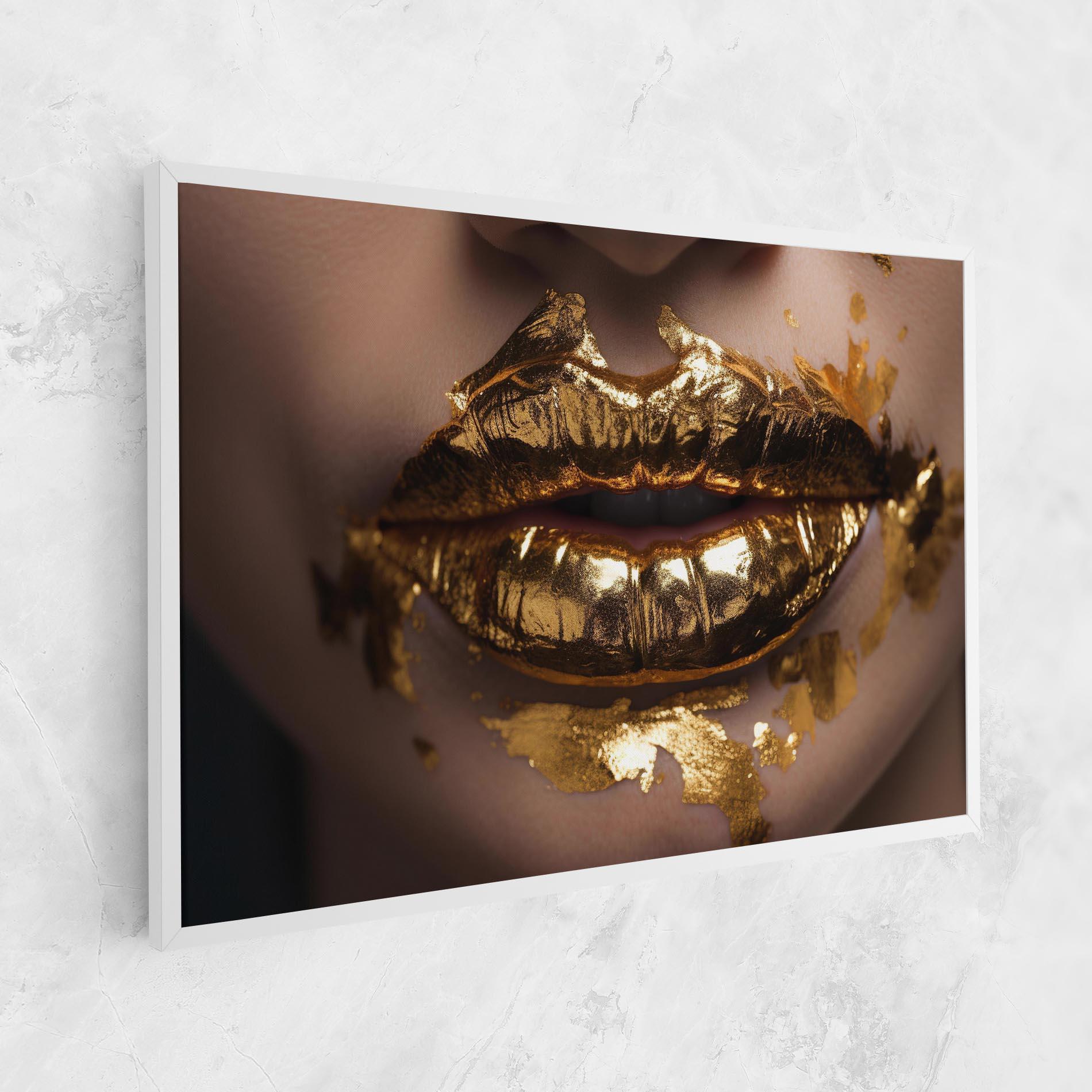 Leinwandbild Close Gold Lips mockup 1