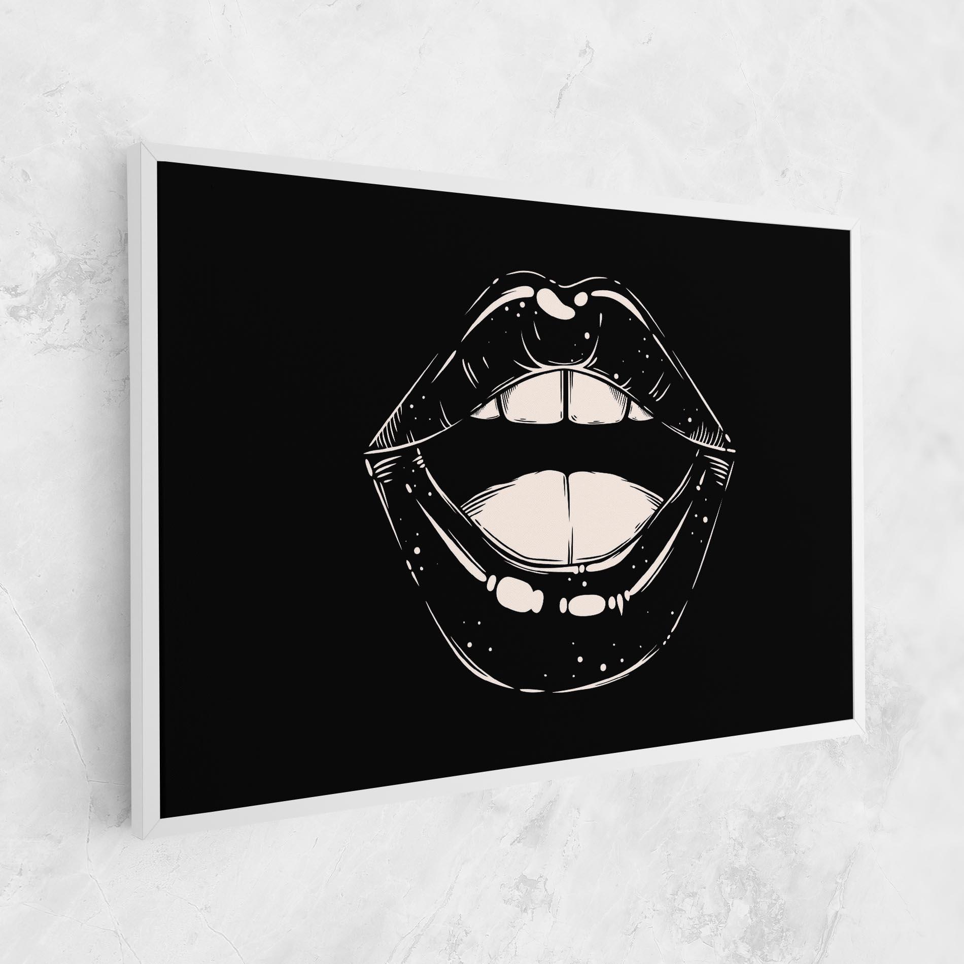 Leinwandbild Lips On Black mockup 1