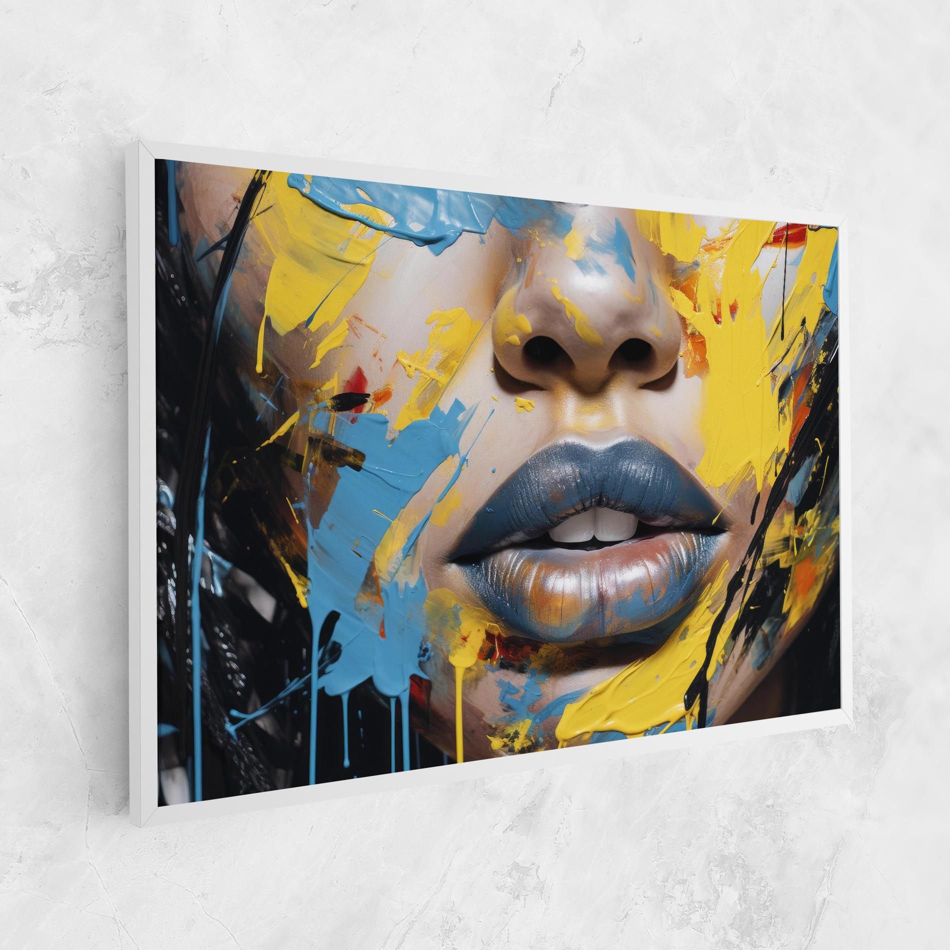 Yellow Blue Lips Art mockup 1
