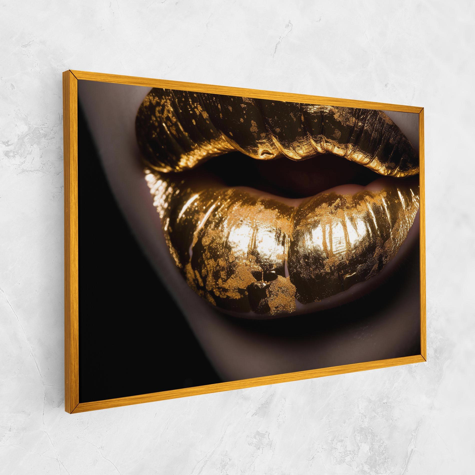 Leinwandbild Big Gold Lips mockup 1