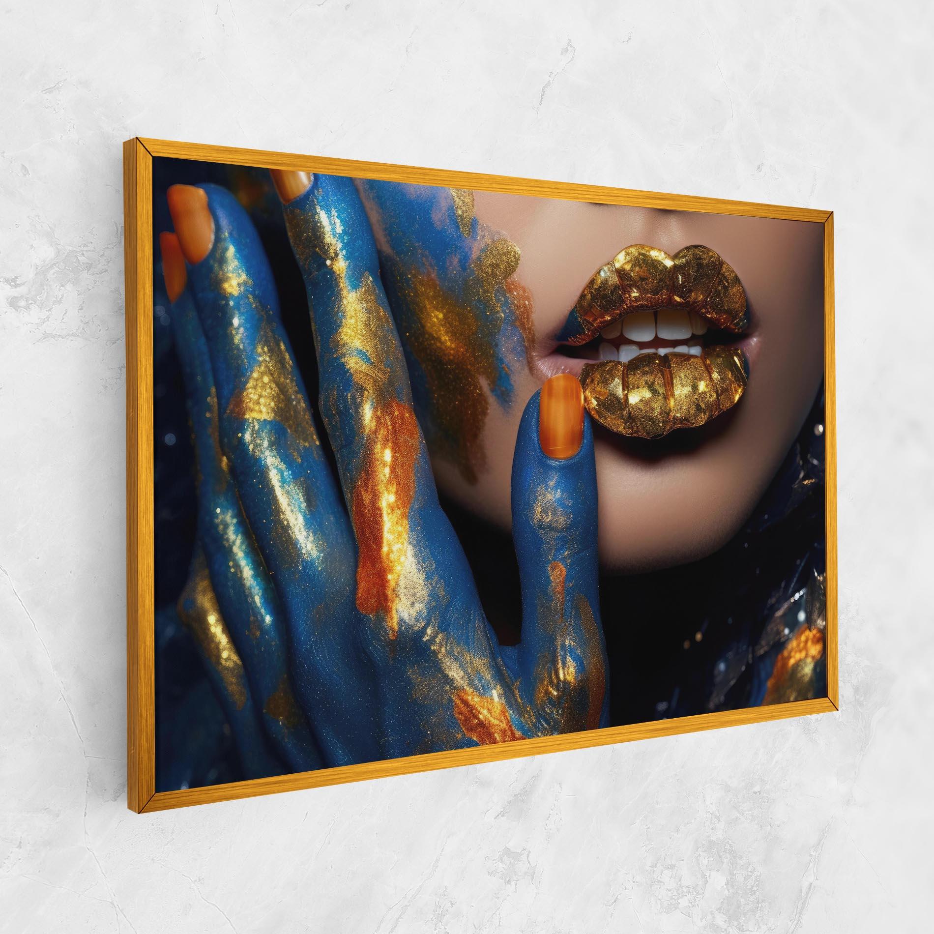 Leinwandbild Blue Hand Lips mockup 1