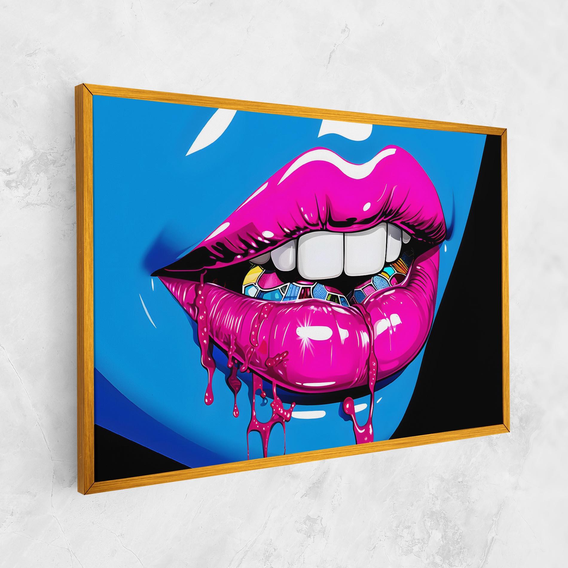 Leinwandbild Blue Pink Lips Art mockup 1