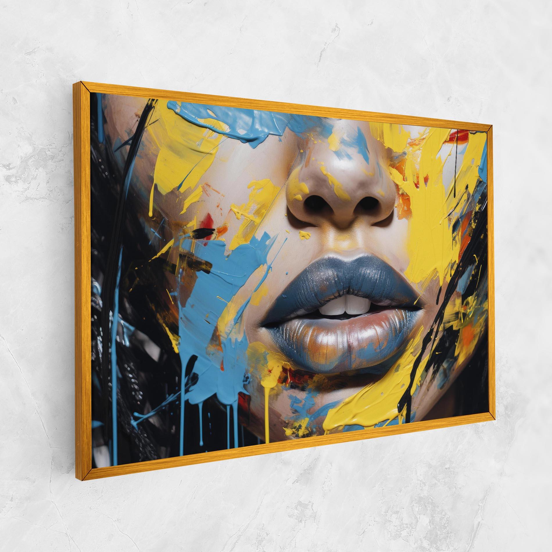 Leinwandbild Yellow Blue Lips Art mockup 1