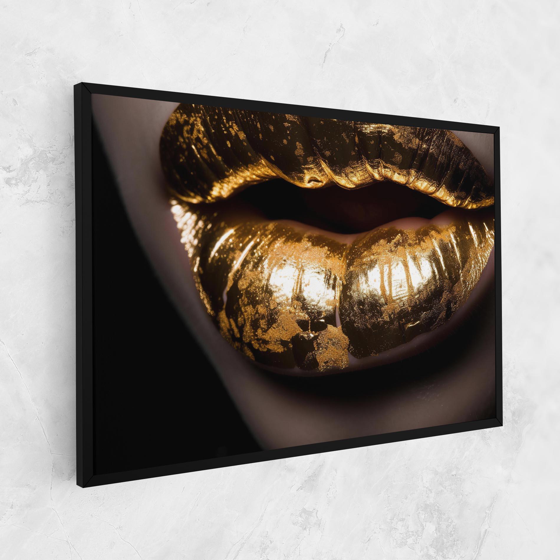 Leinwandbild Big Gold Lips mockup 1