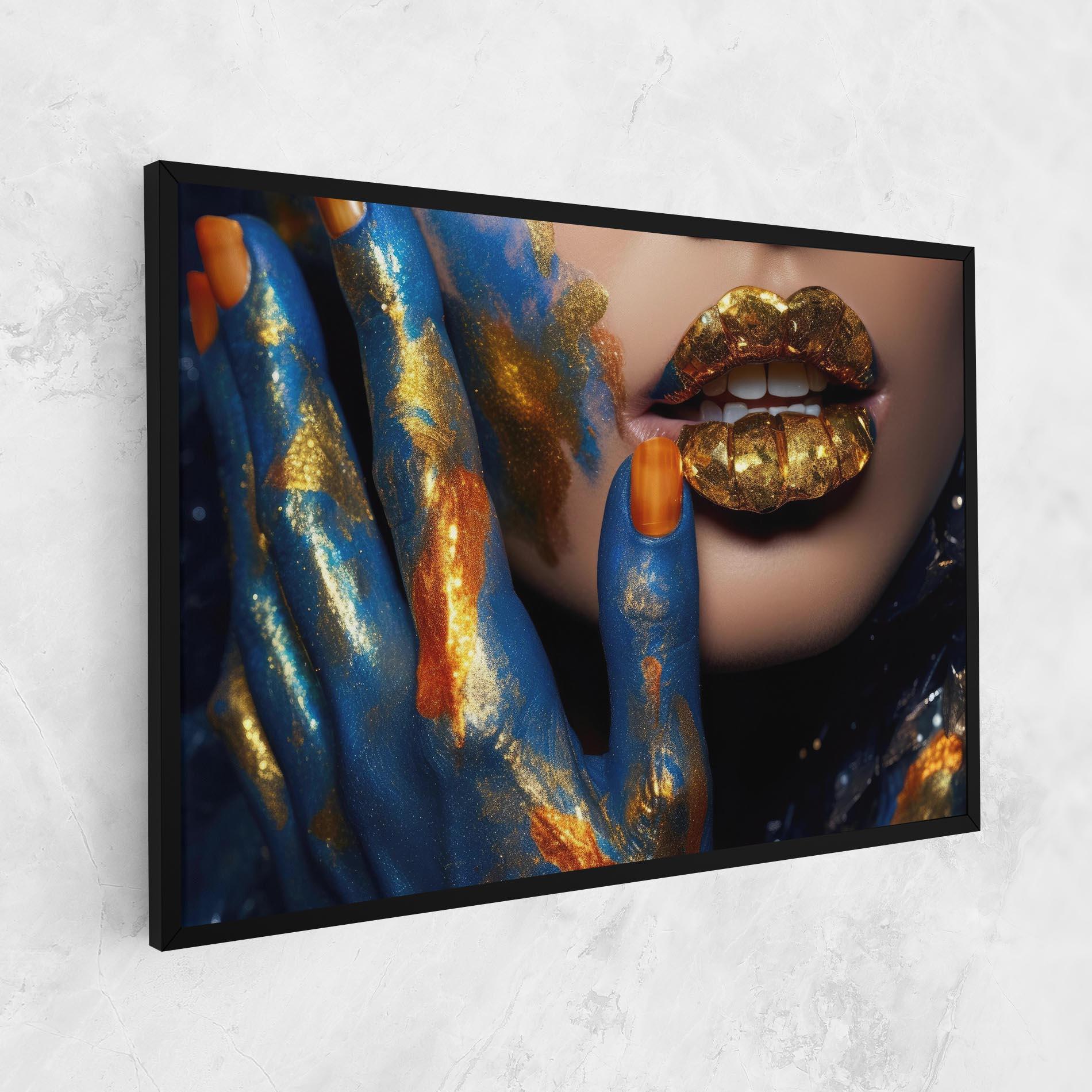 Leinwandbild Blue Hand Lips mockup 1