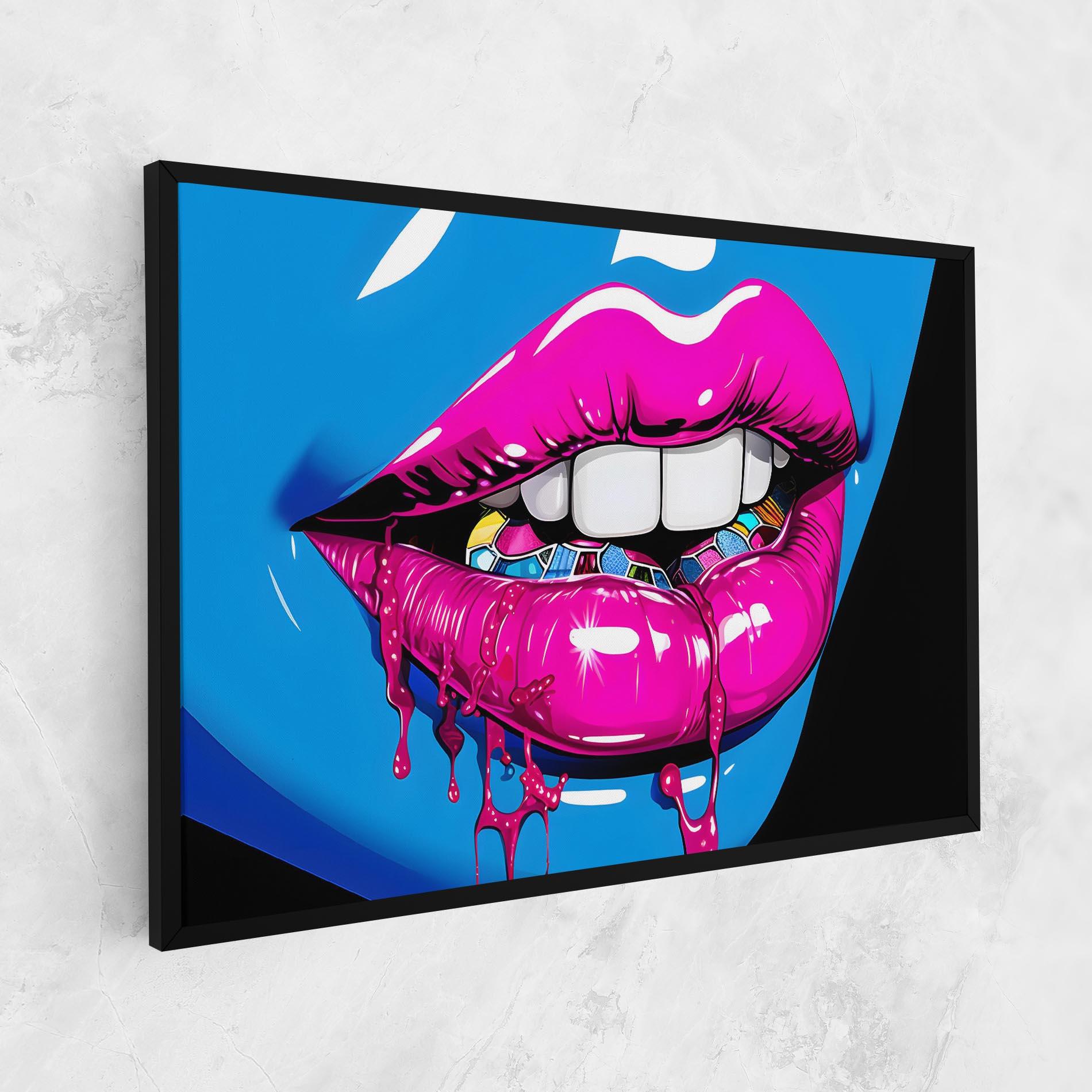 Leinwandbild Blue Pink Lips Art mockup 1