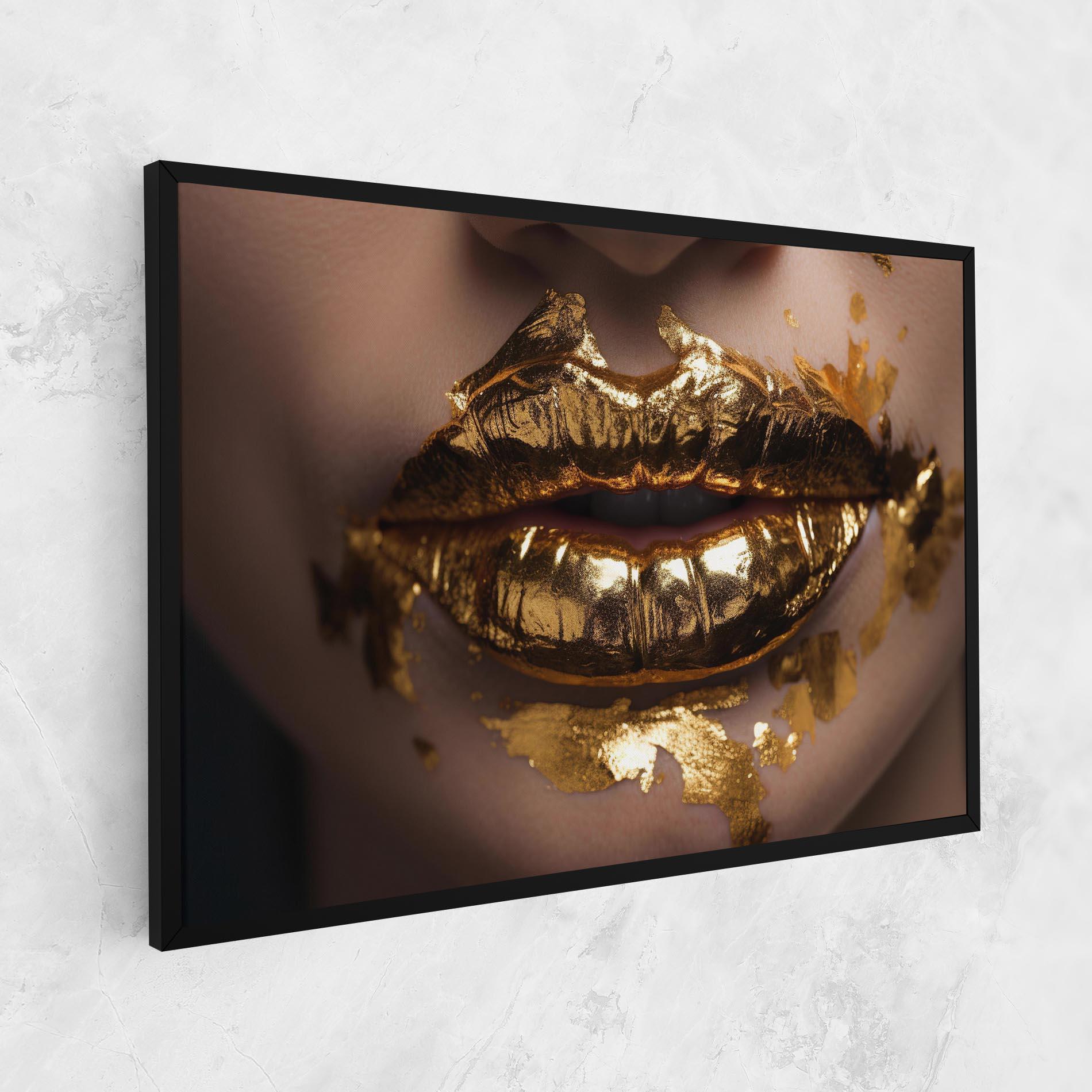 Leinwandbild Close Gold Lips mockup 1