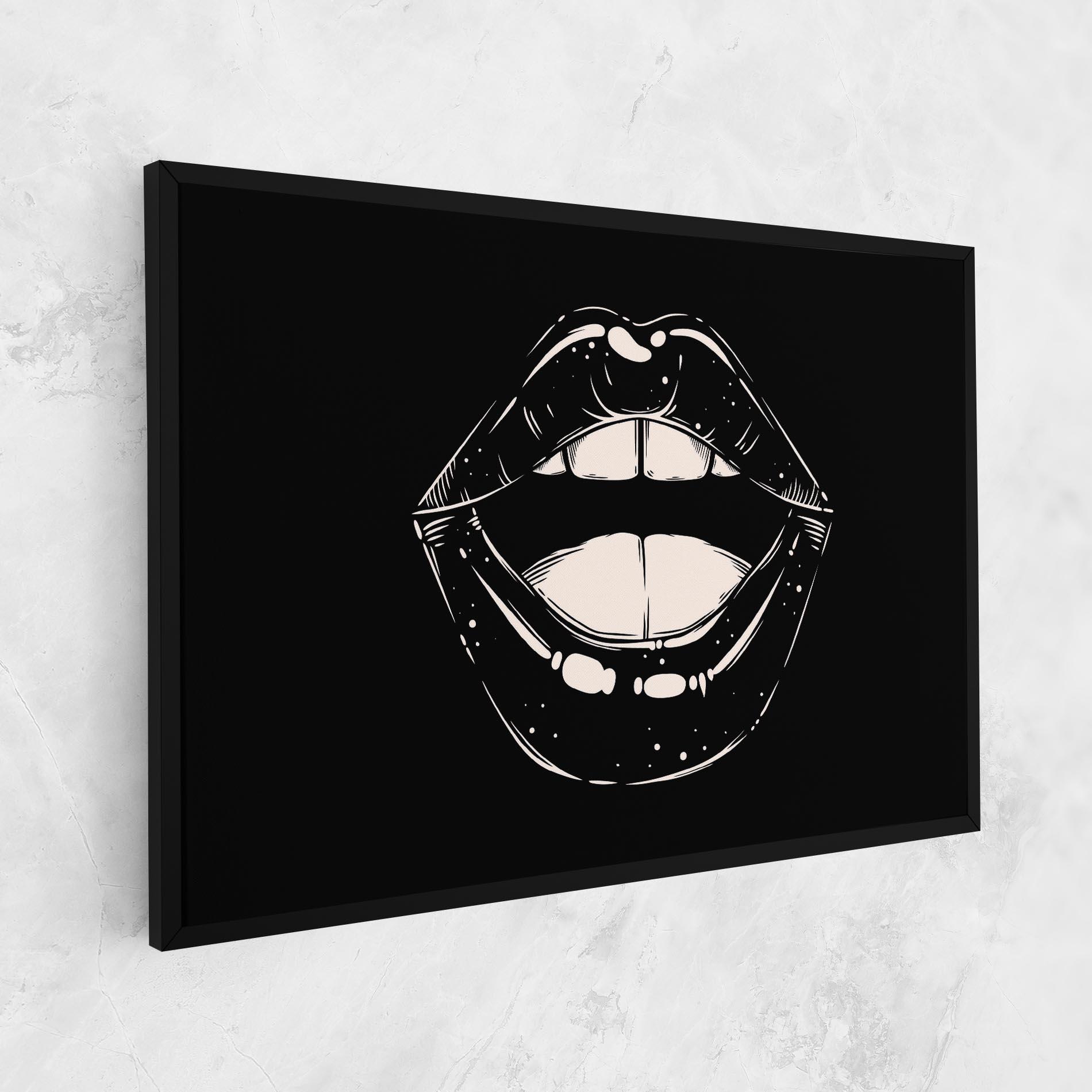 Leinwandbild Lips On Black mockup 1