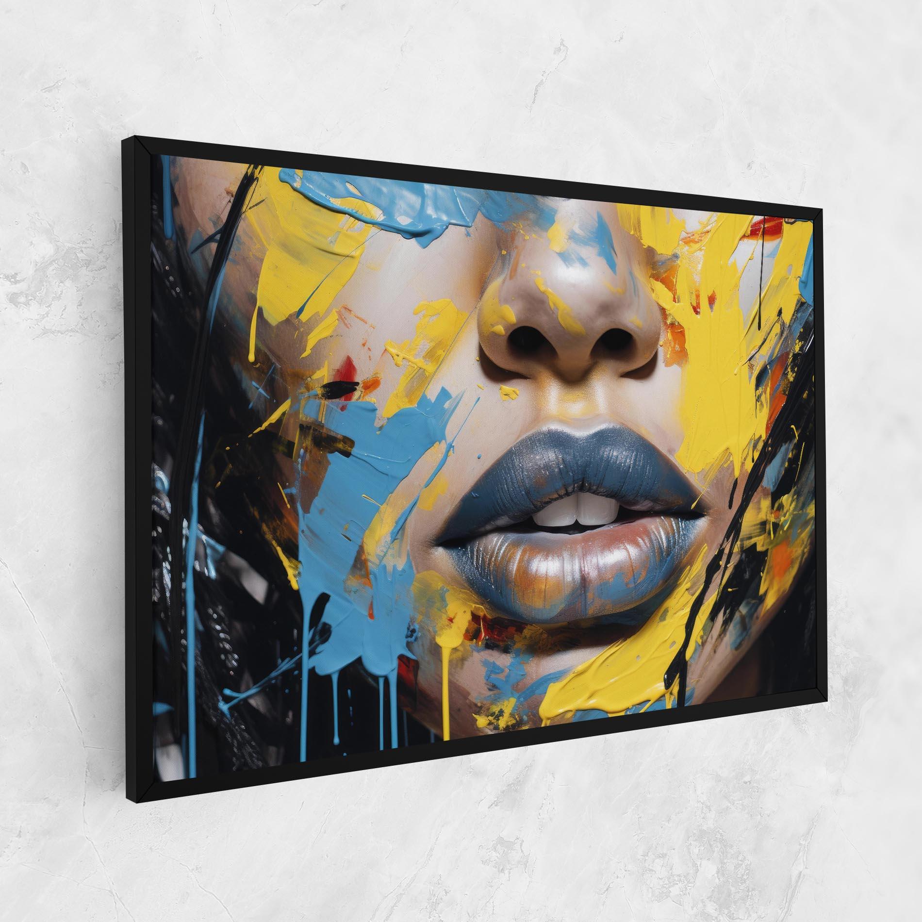 Leinwandbild Yellow Blue Lips Art mockup 1