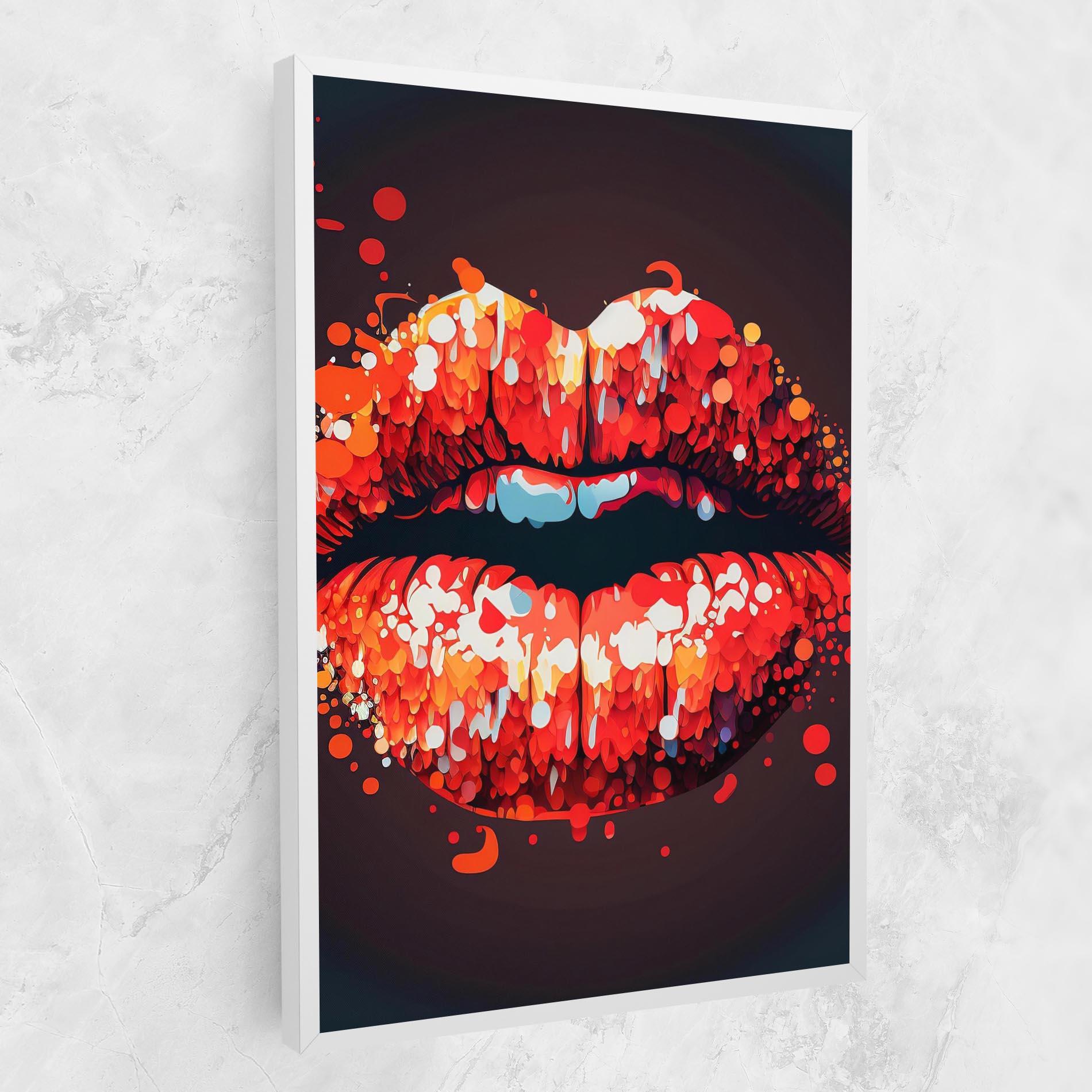 Leinwandbild Red Lips With Word Lips It mockup 1