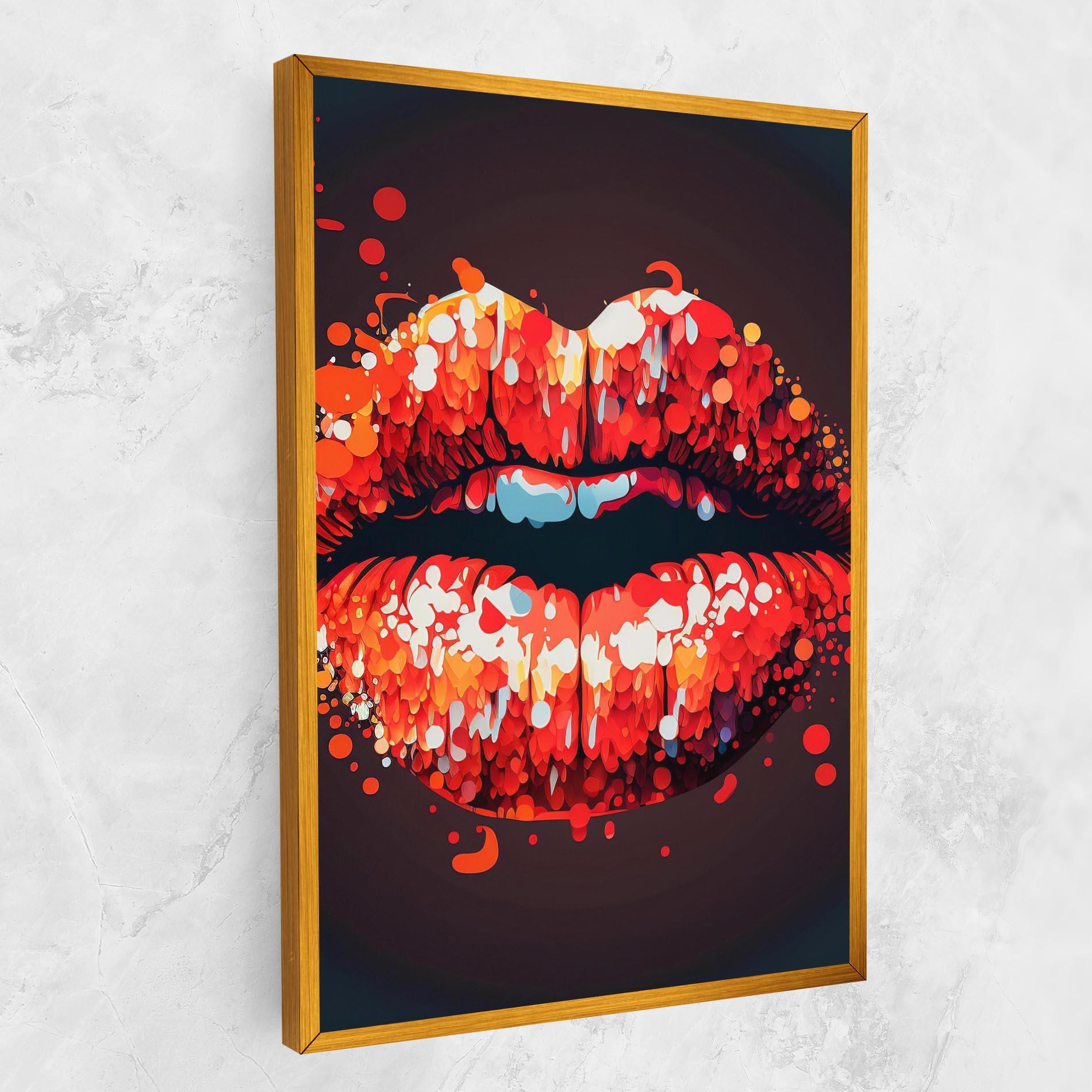 Leinwandbild Red Lips With Word Lips It mockup 1