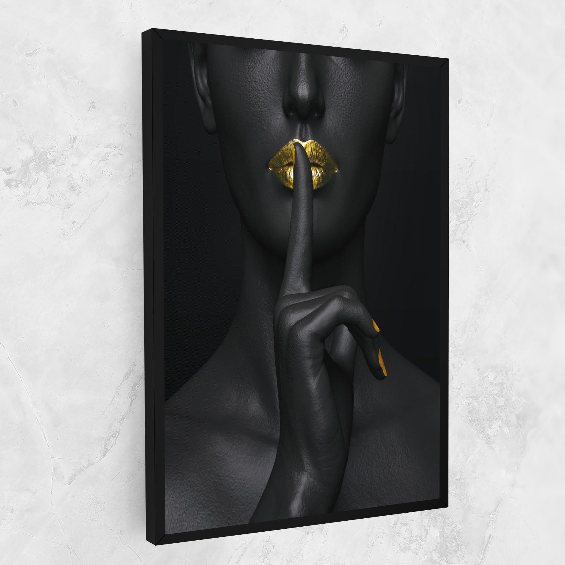 Leinwandbild Silence Lips Portrait mockup 1