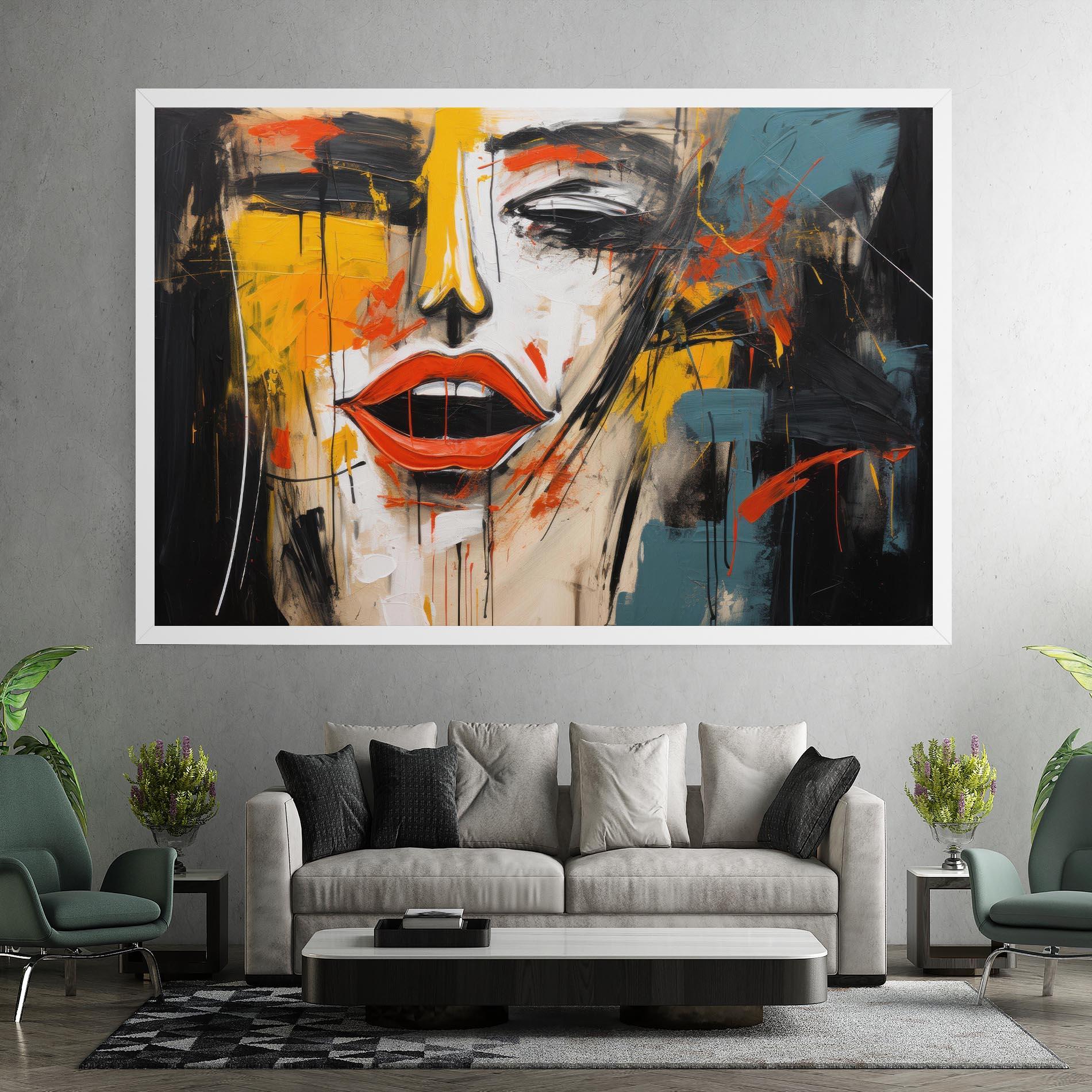 Leinwandbild Abstract Woman Lips mockup 7