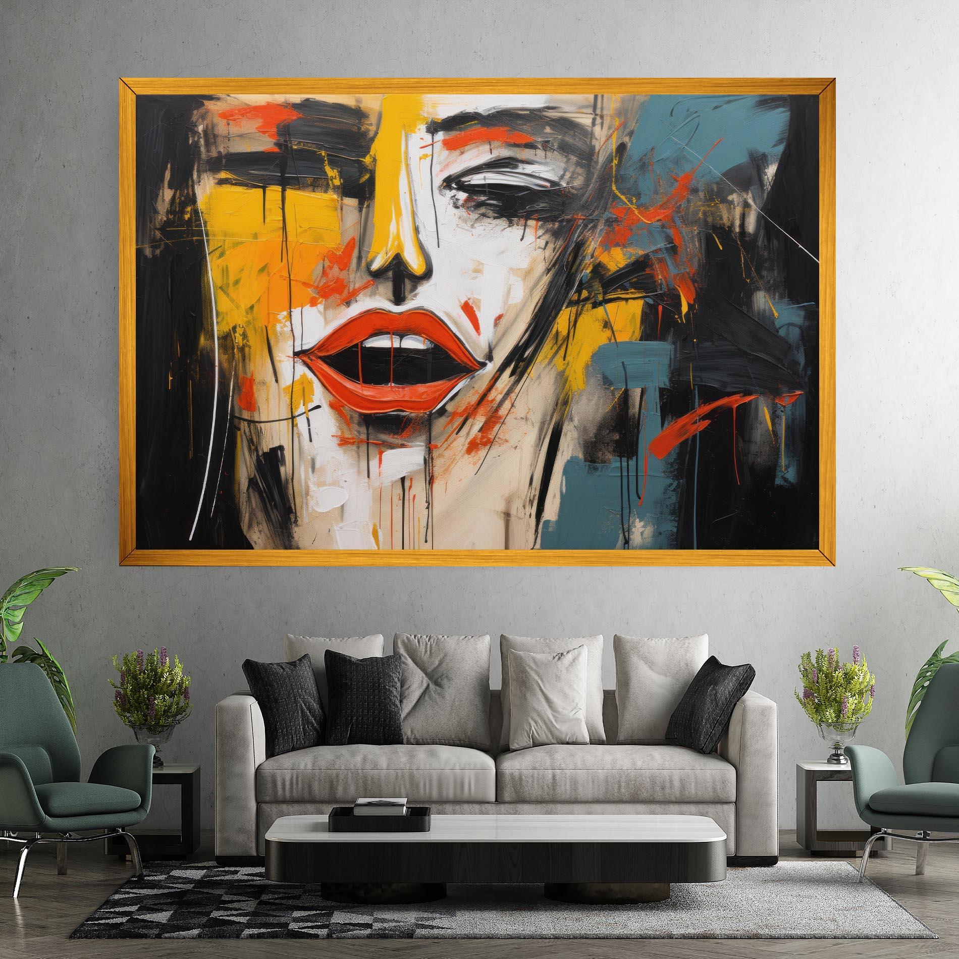 Leinwandbild Abstract Woman Lips mockup 7