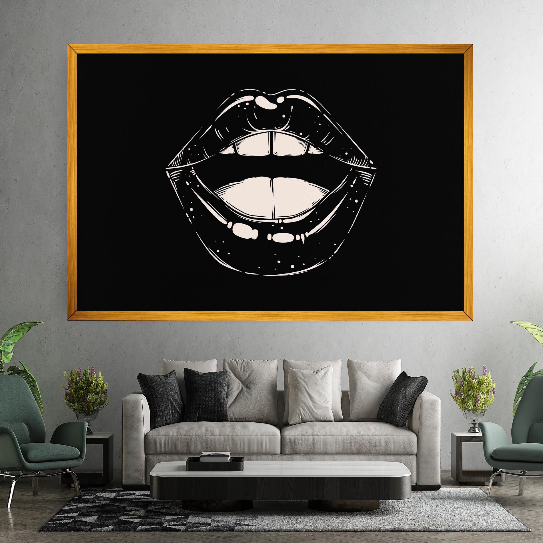 Leinwandbild Lips On Black mockup 7