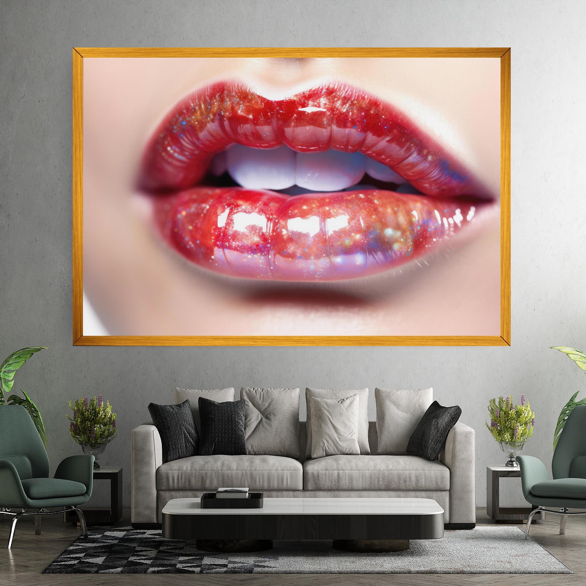 Leinwandbild Red Pretty Lips mockup 7