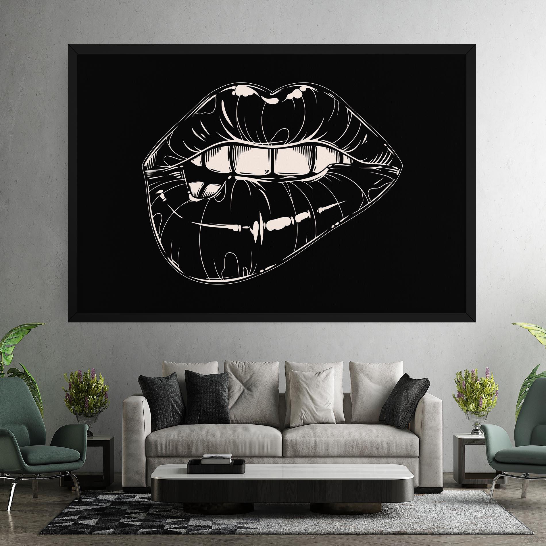 Leinwandbild Juicy Lips On Black mockup 7