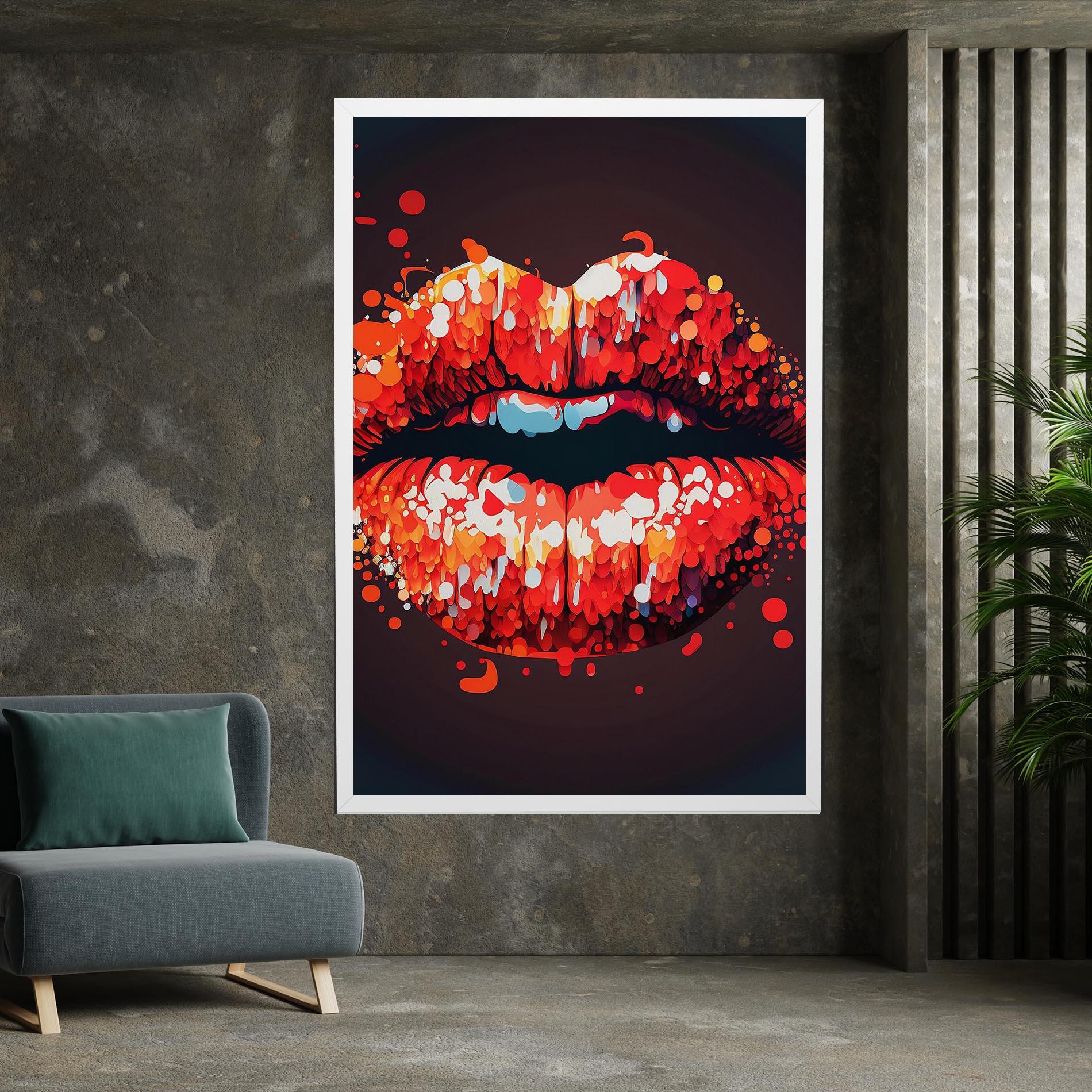Leinwandbild Red Lips With Word Lips It mockup 7