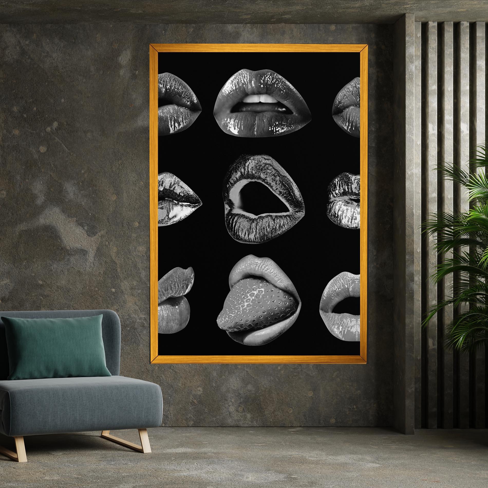 Leinwandbild Grey Lips Collage mockup 7