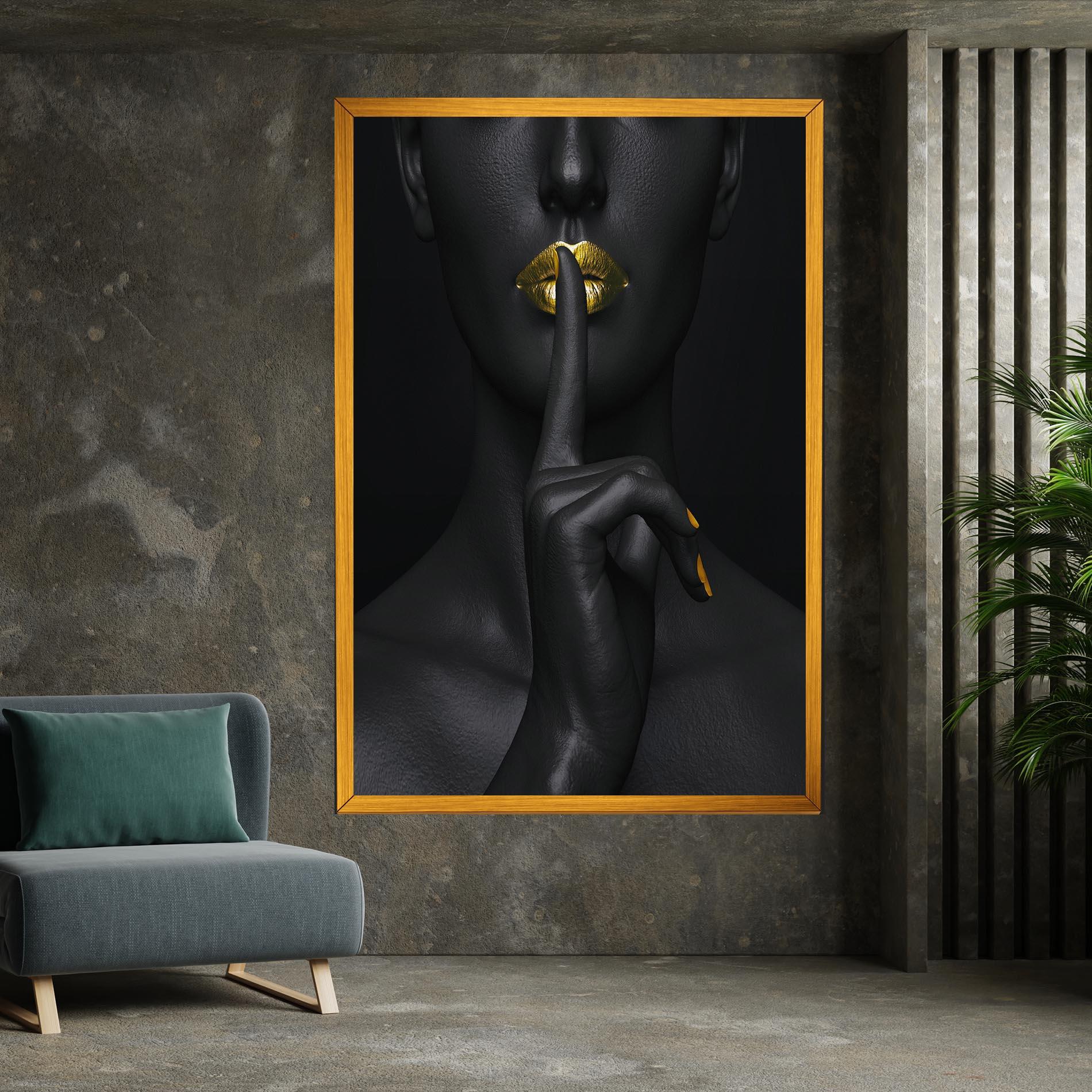 Leinwandbild Silence Lips Portrait mockup 7