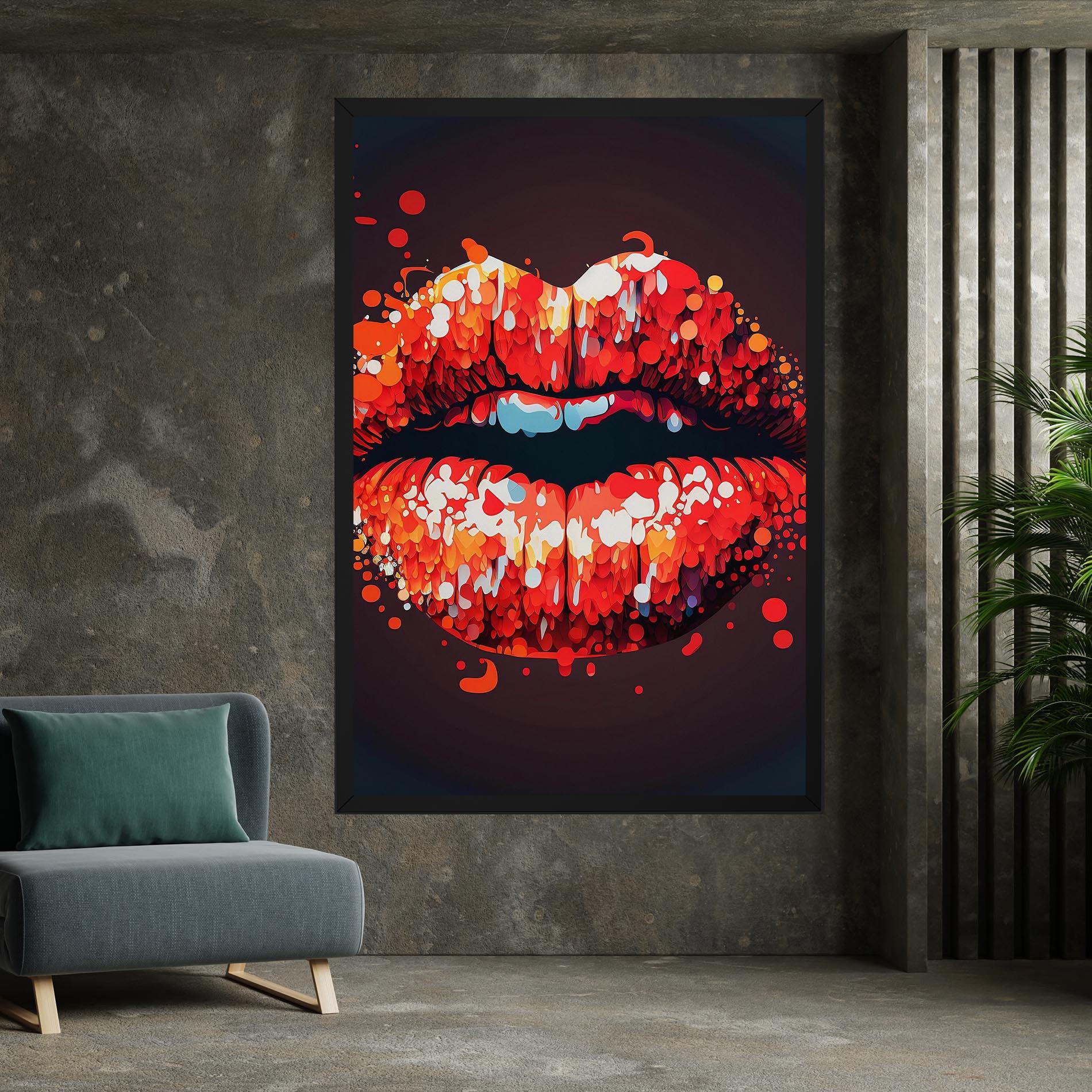 Leinwandbild Red Lips With Word Lips It mockup 7